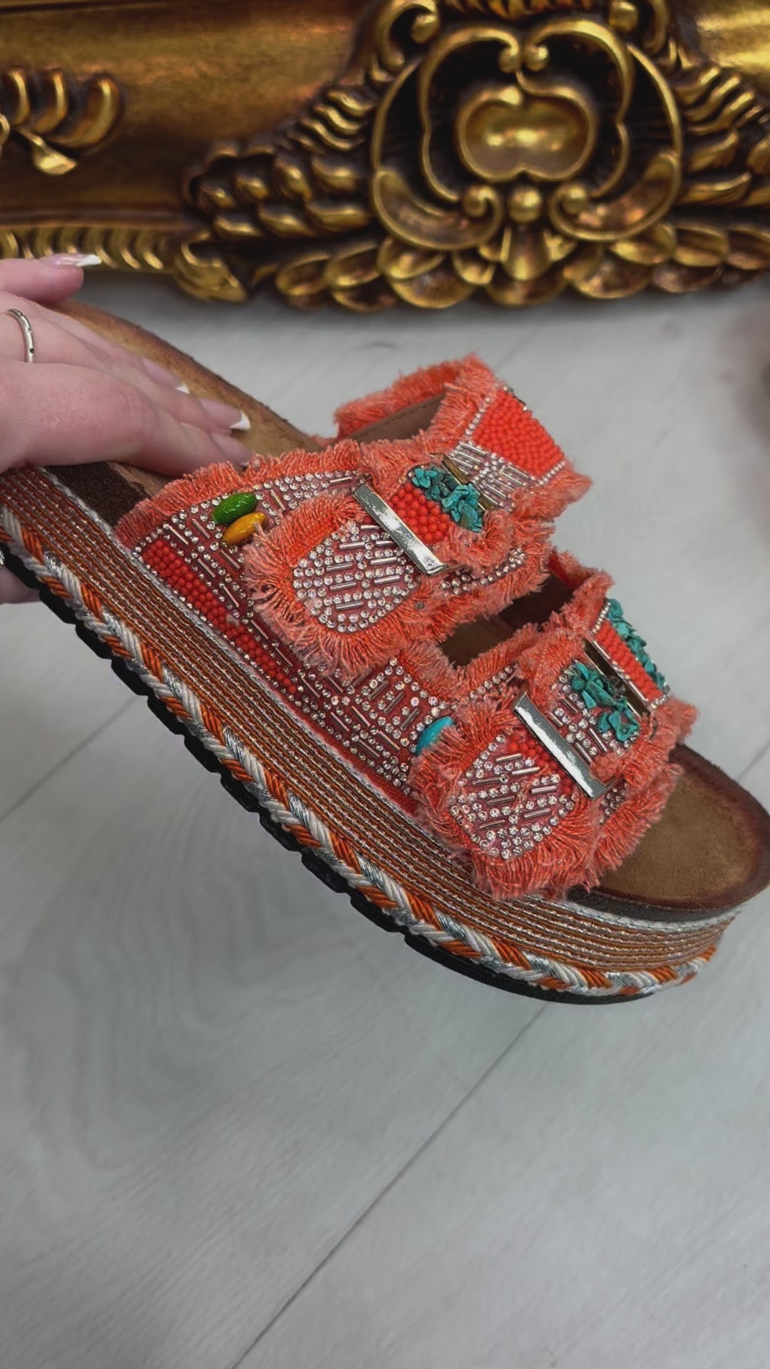 Load video: Sonia Embellished Double Strap Sliders