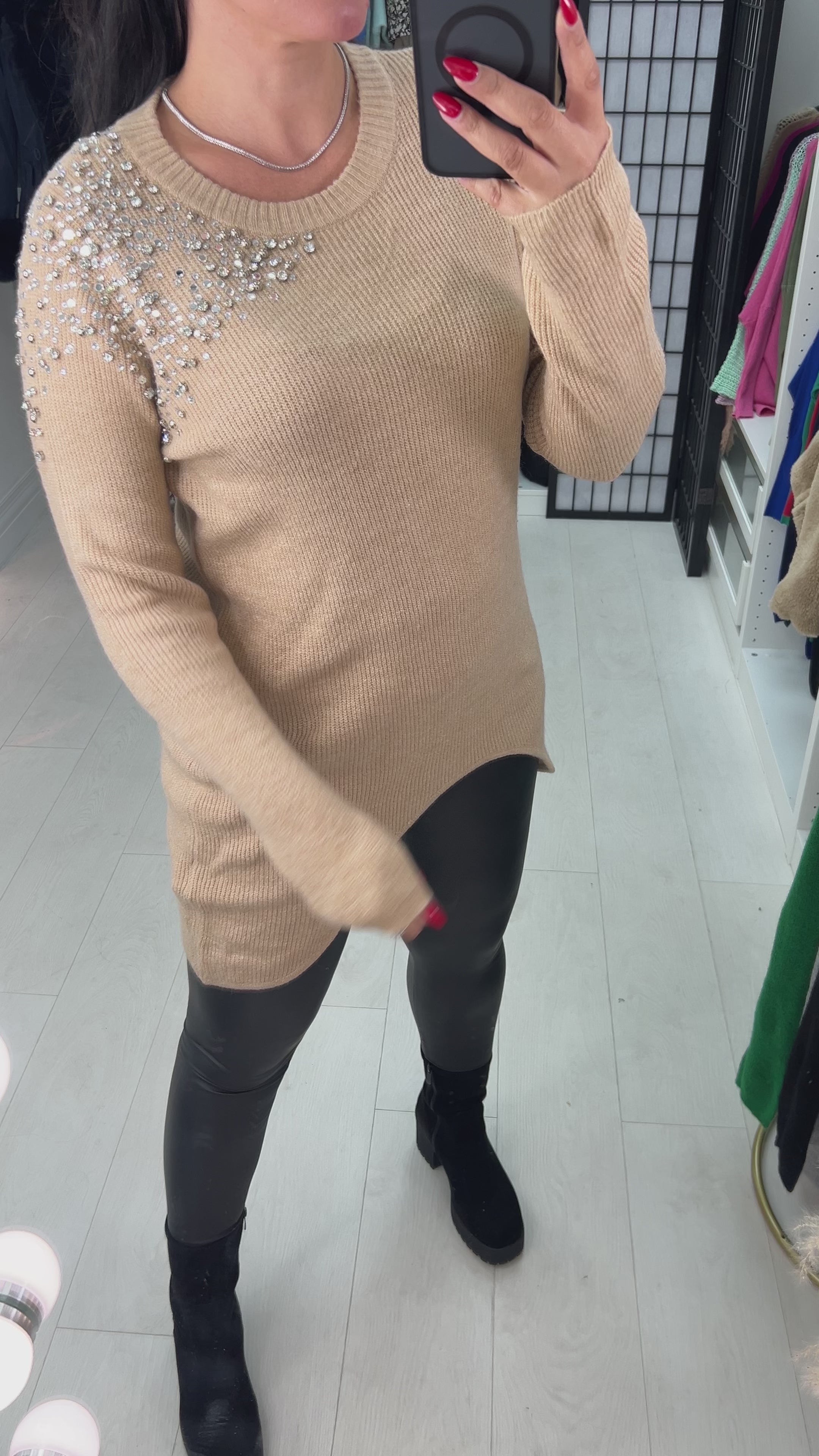 Load video: Alita Silver Star Gem Sparkle Shoulder Jumper