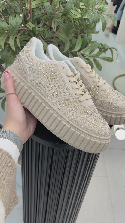 Erin Diamante Embellished Platform Trainers
