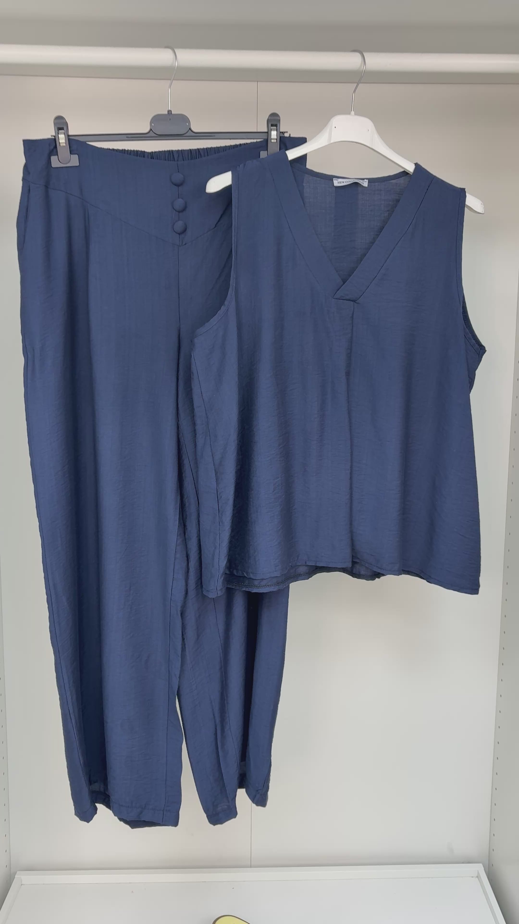 Load video: Doria Plain V Neck Sleeveless Co-Ord Set