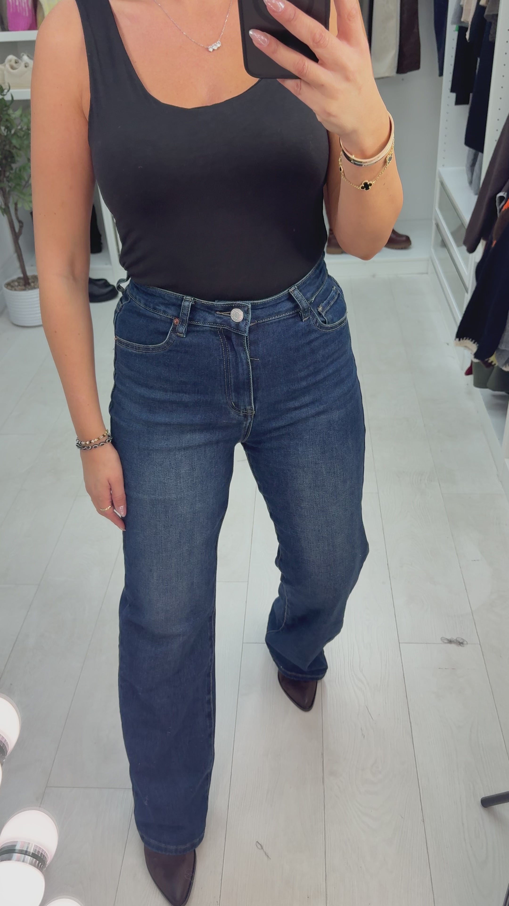 Load video: Mallie High Waisted Dark Denim Jeans