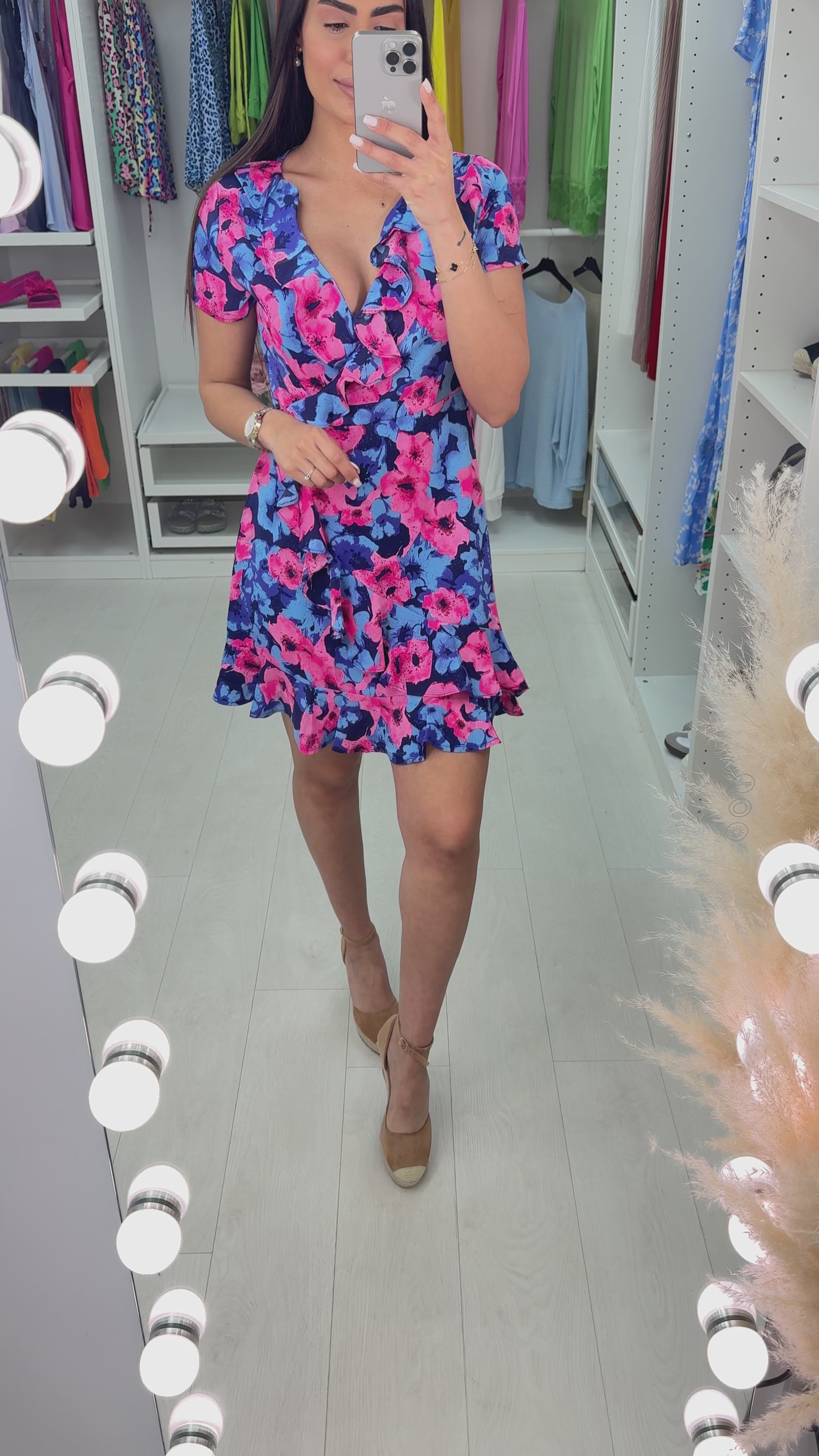 Isadora Floral Frill Detailed Mini Wrap Dress