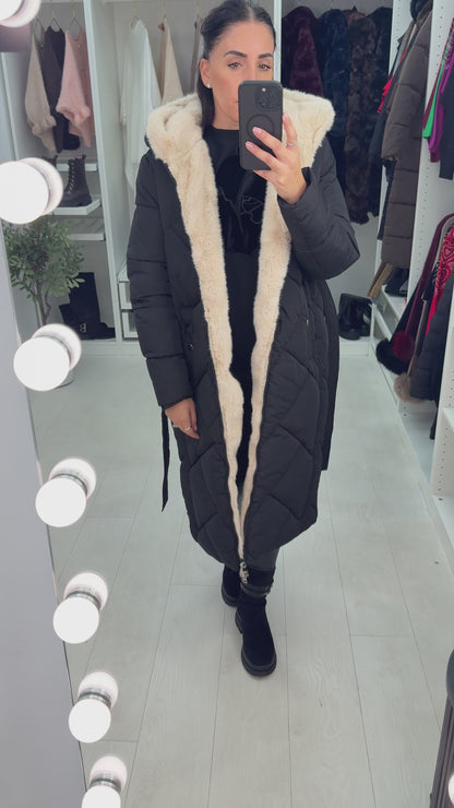 Nalani Faux Fur Hooded Longline Coat