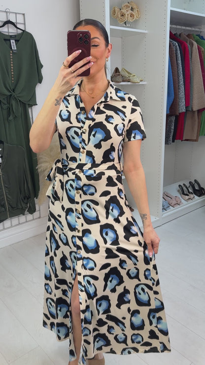 Manuela Cheetah Print Belted Magic Midi Dress