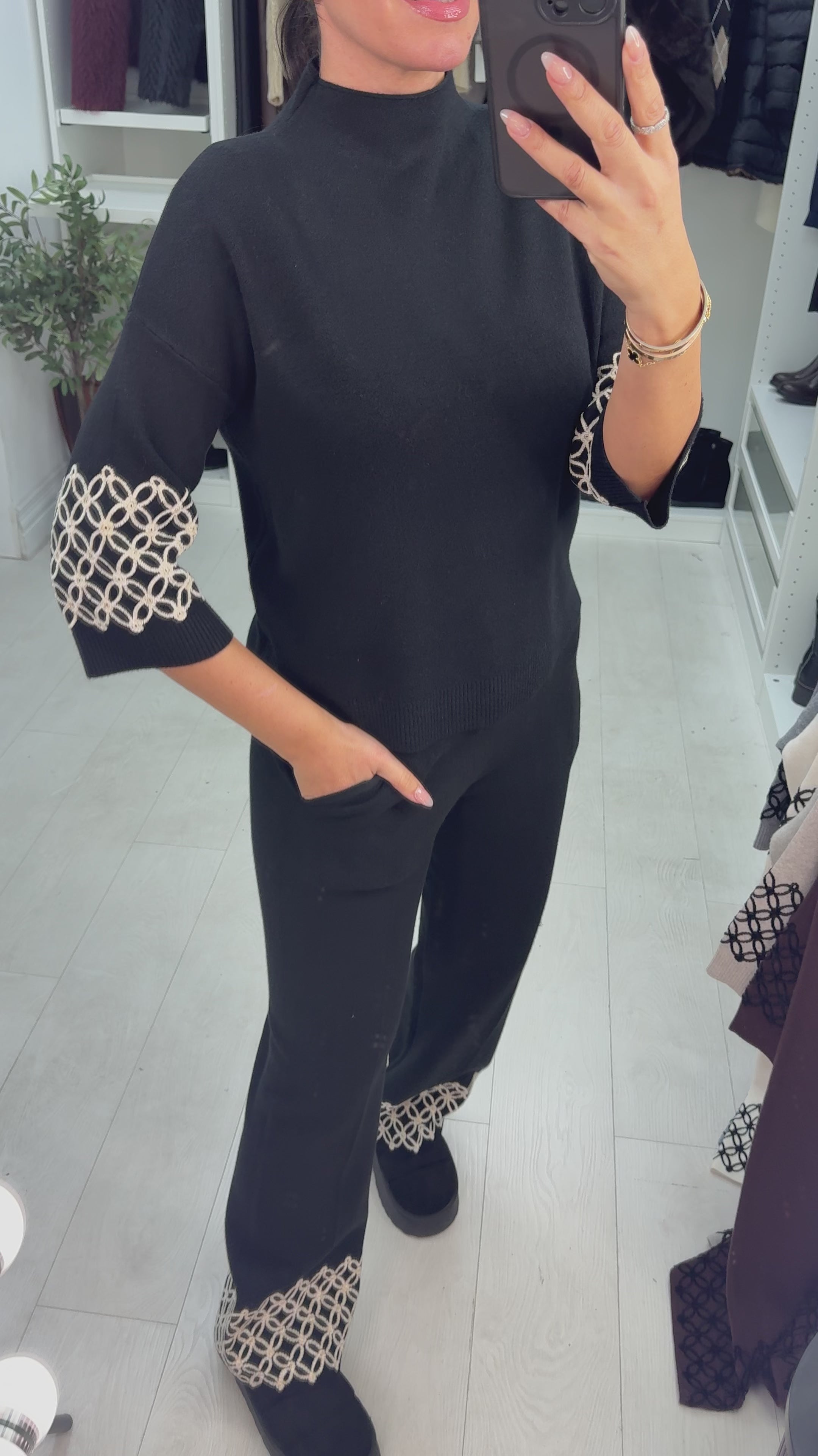 Clara Embroidered Hem Loungewear Set