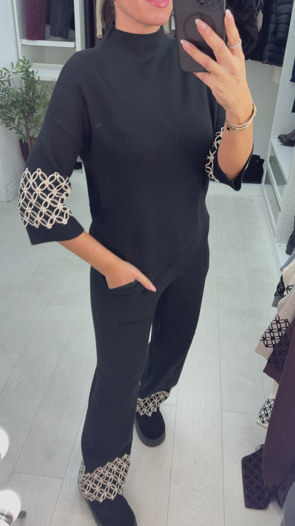 Clara Embroidered Hem Loungewear Set