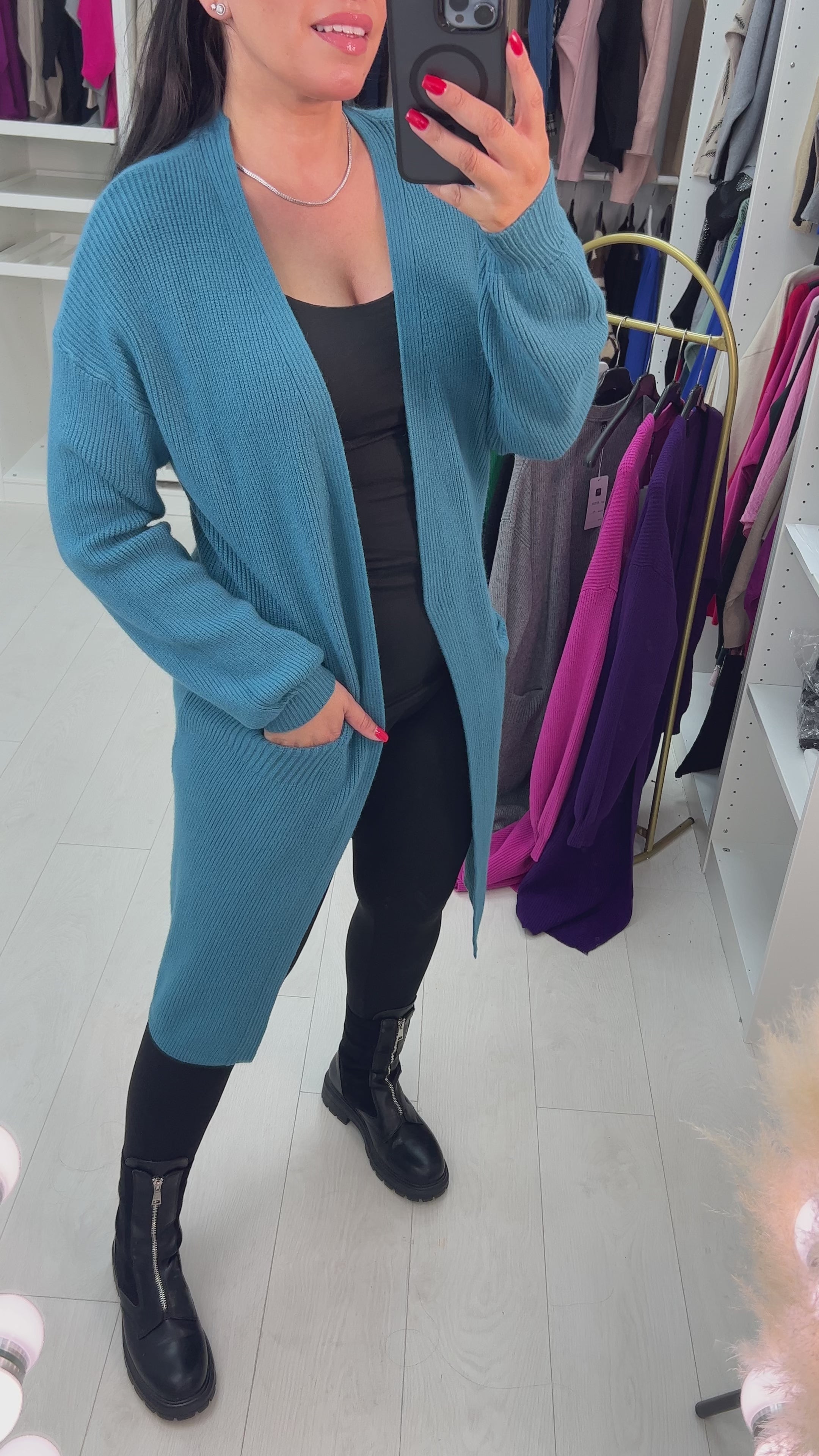 Conrad Longline Ribbed Knitted Cardigan