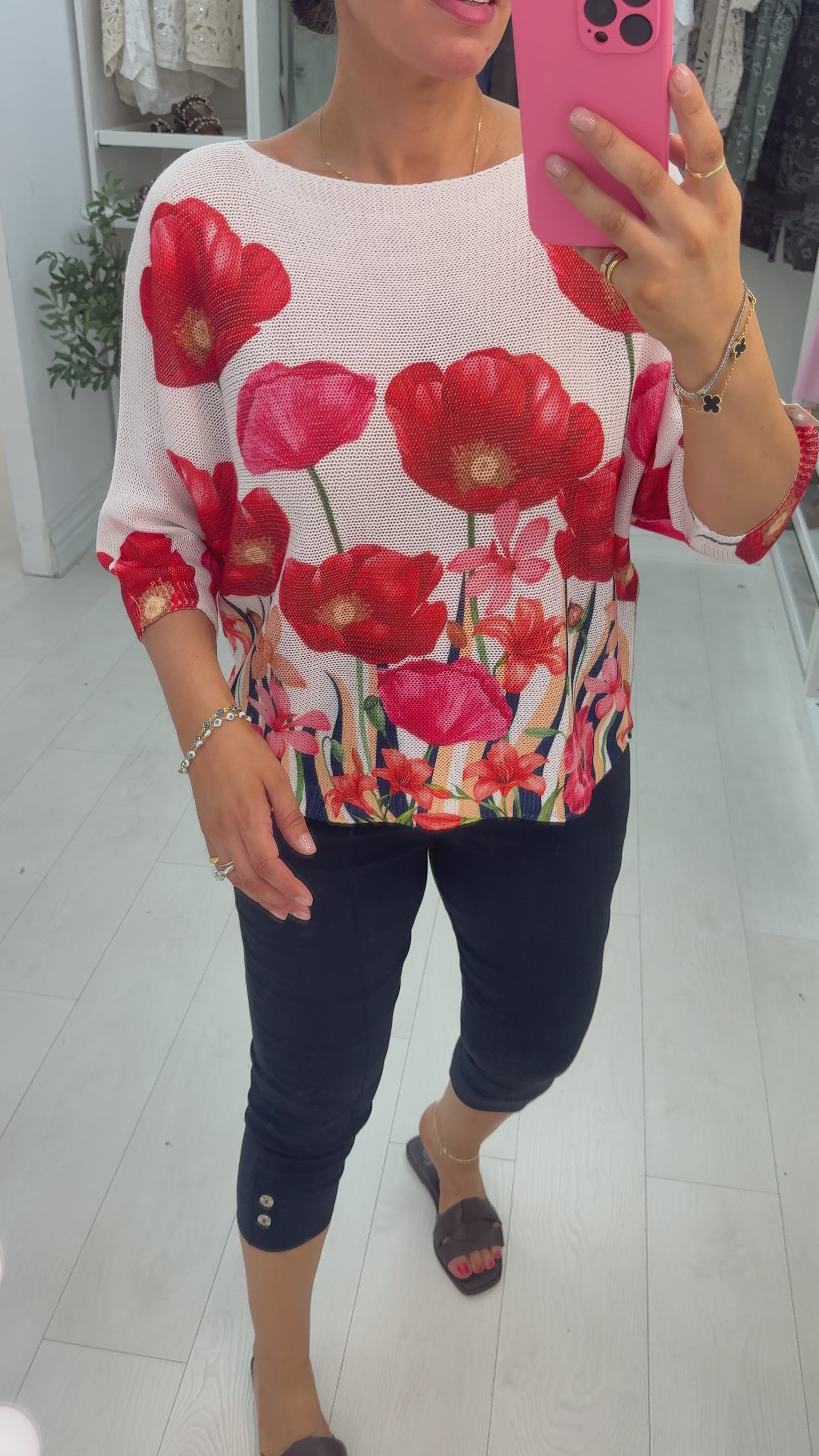 Alysia  Poppy Print Batwing Top