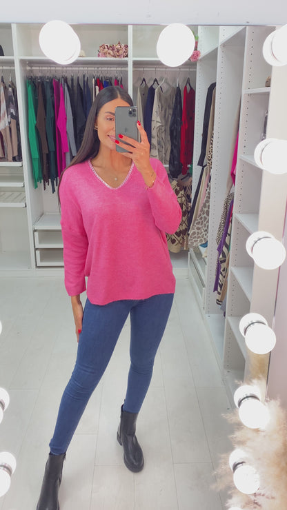 Mabel Chain Neckline Soft Knit Jumper