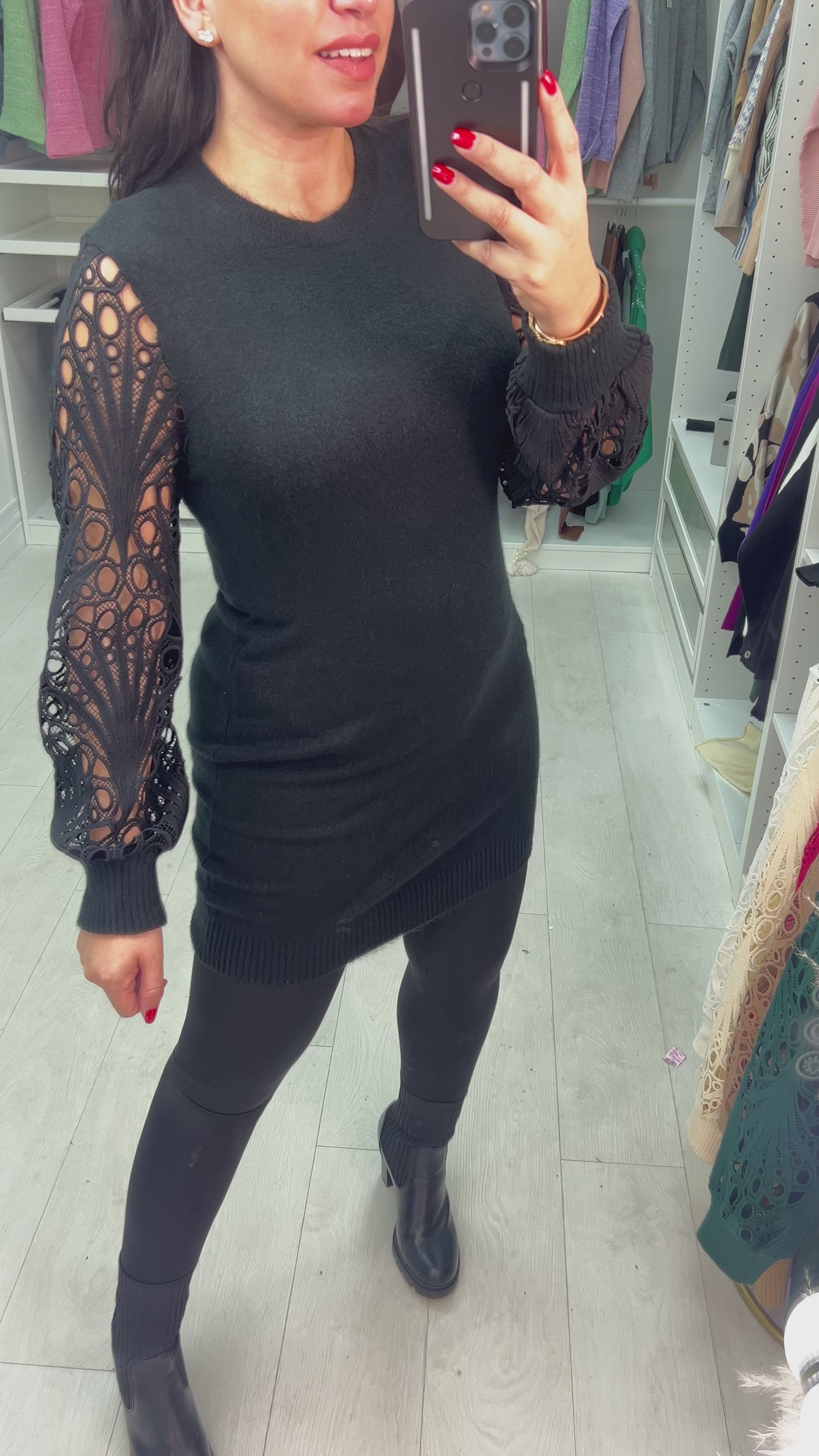 Almira Crochet Sleeve Knit Tunic