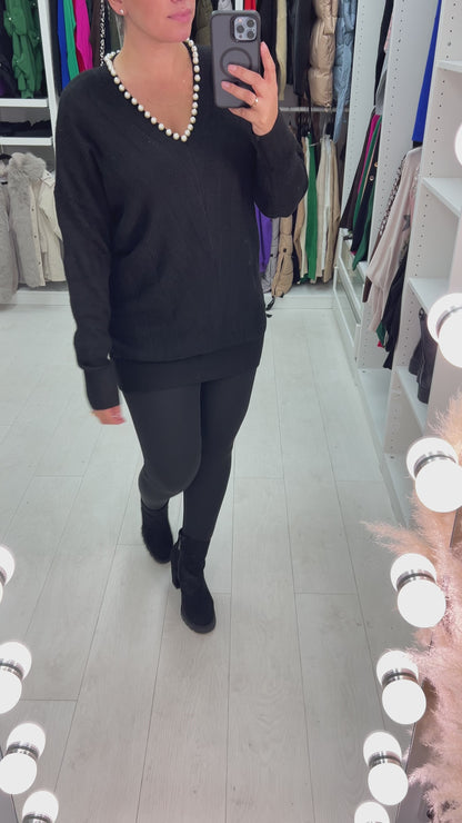 Gasira Pearl V-Neck Knitted Jumper