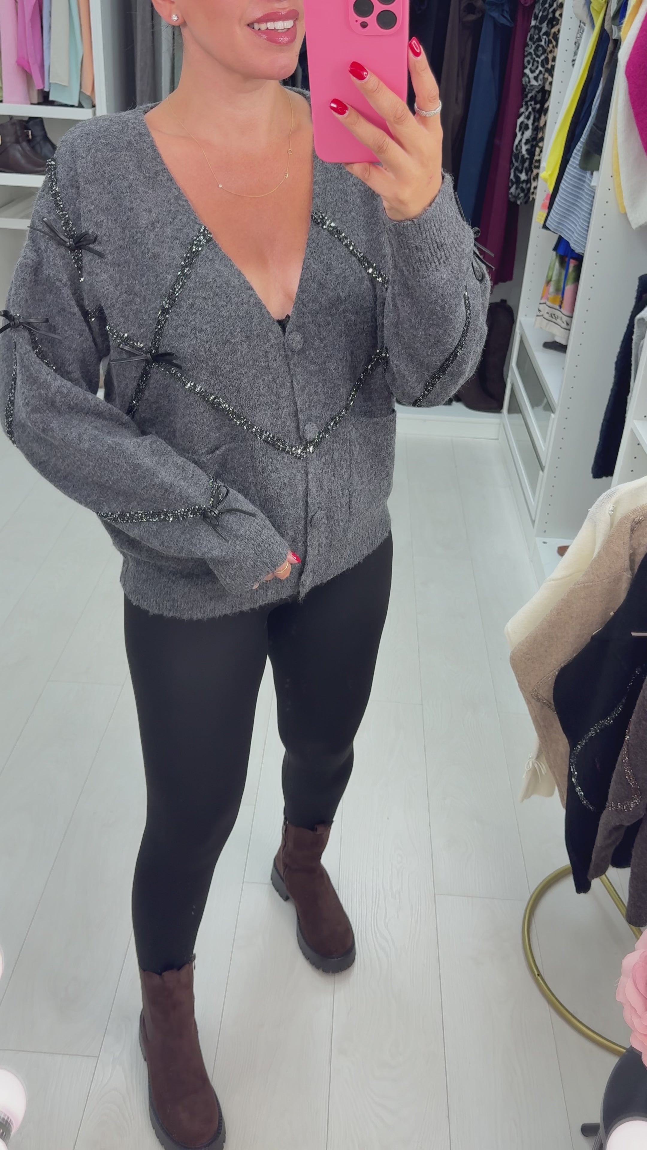 Load video: Jayde Bow Detail Super Soft Cardigan