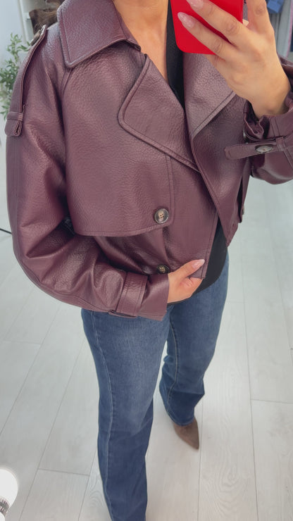 Yavanna Cropped Faux Leather Jacket