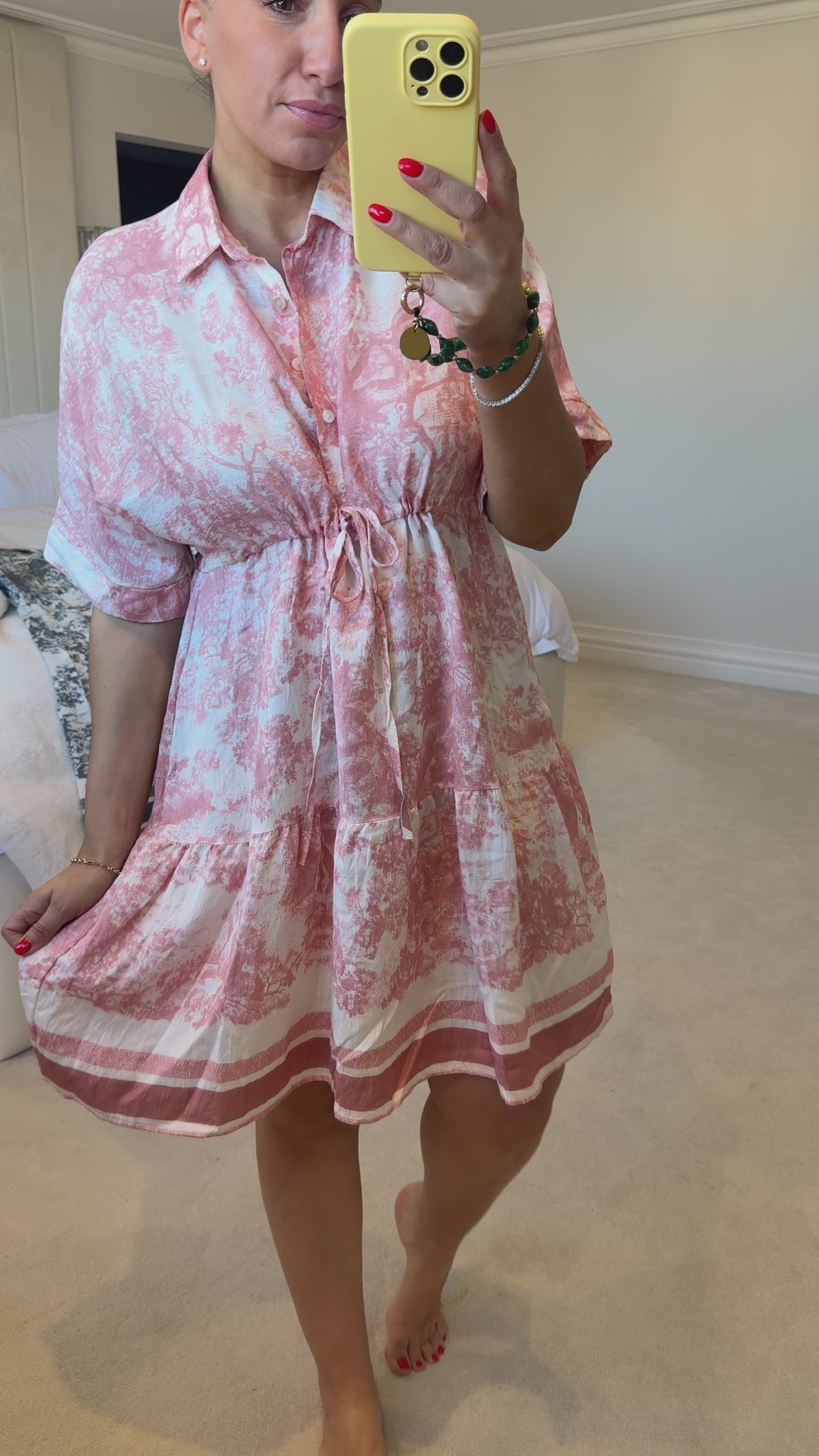 Load video: Melina Tree Print Tie Waist Dress