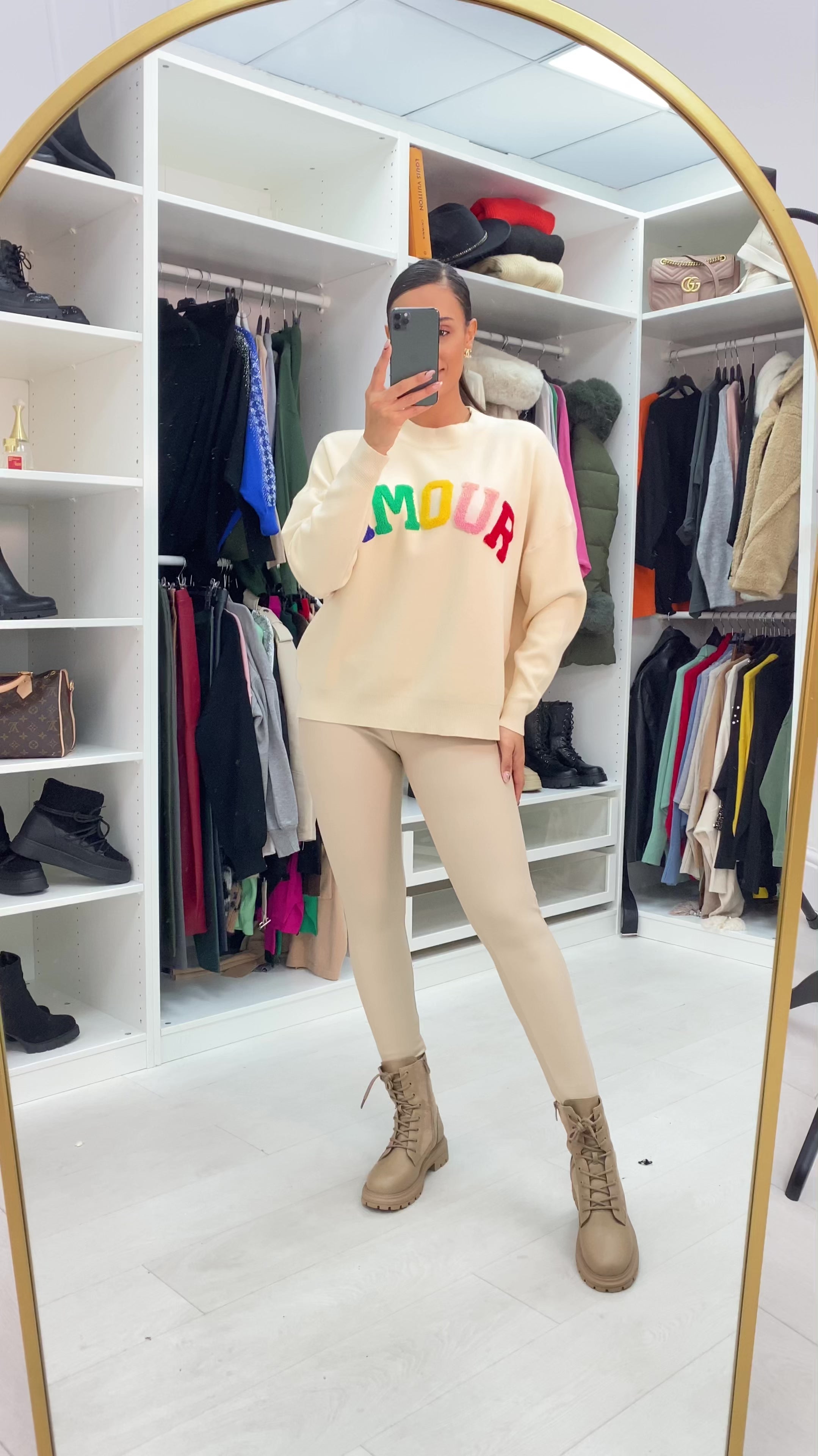 Load video: Yanna Amour Slogan Teddy Jumper