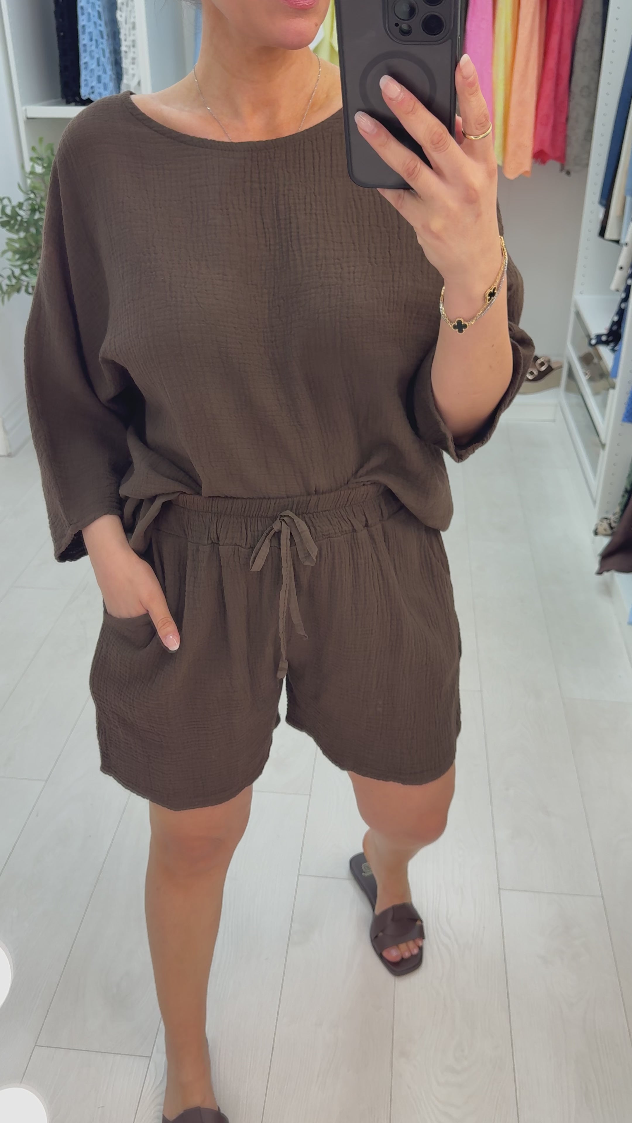Narina Plain Cheesecloth Shorts Co-Ord Set