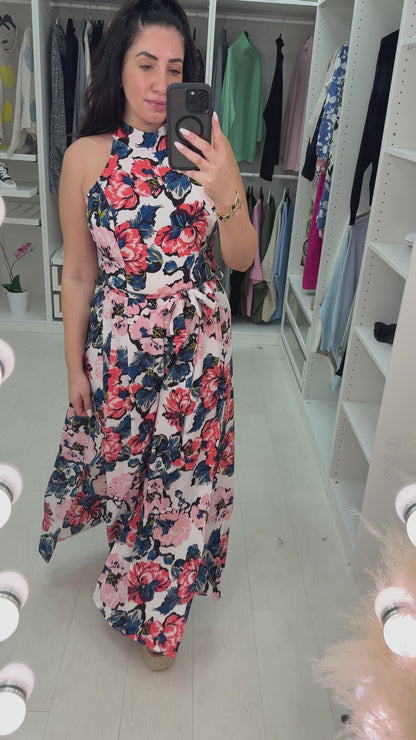 Elayna Floral Print Split Leg Jumpsuit