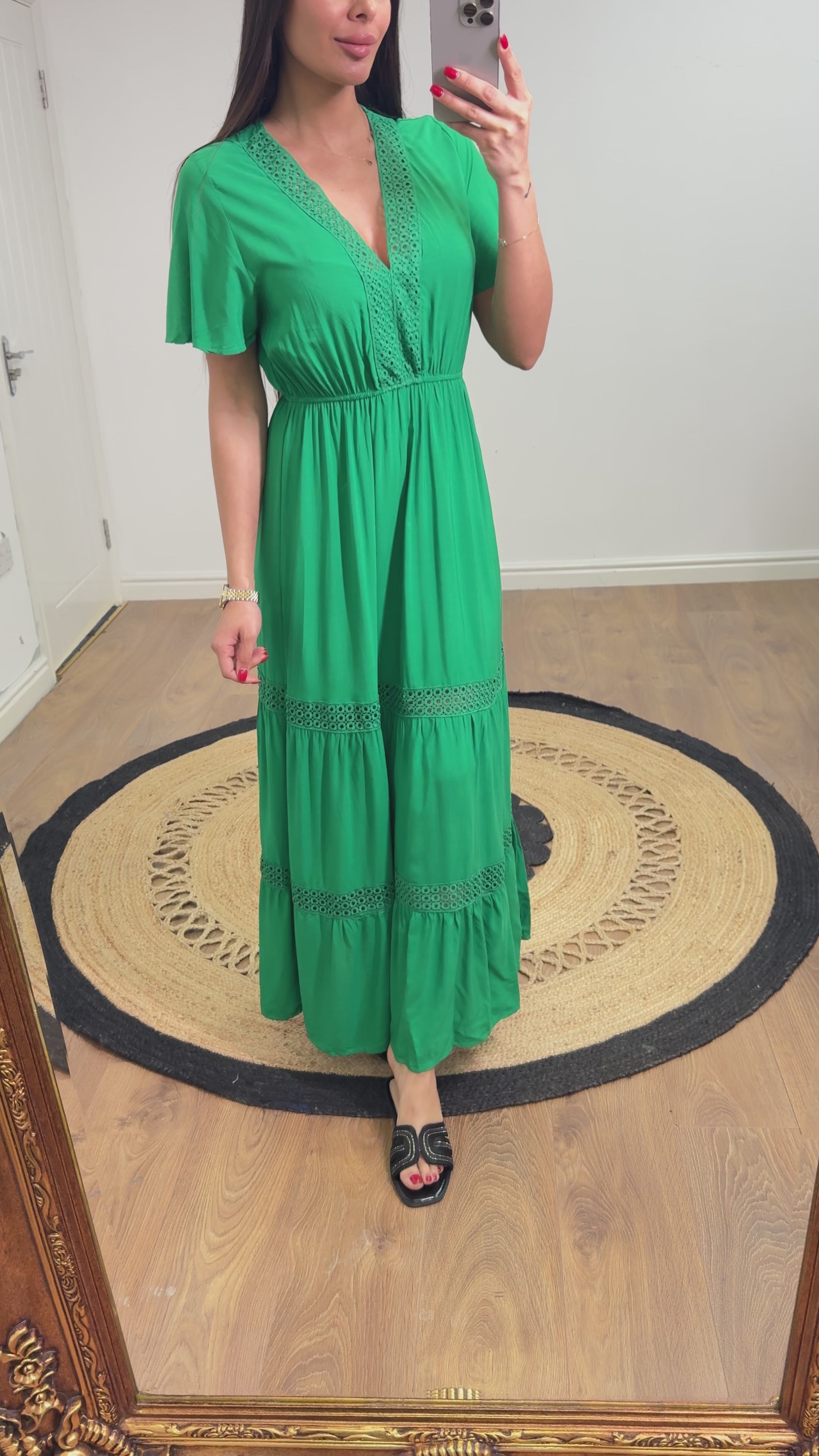 Load video: Cristi Crochet Detail Maxi Dress
