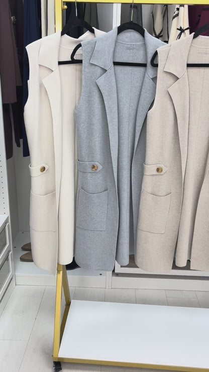 Alix Plain Longline Knitted Gilet