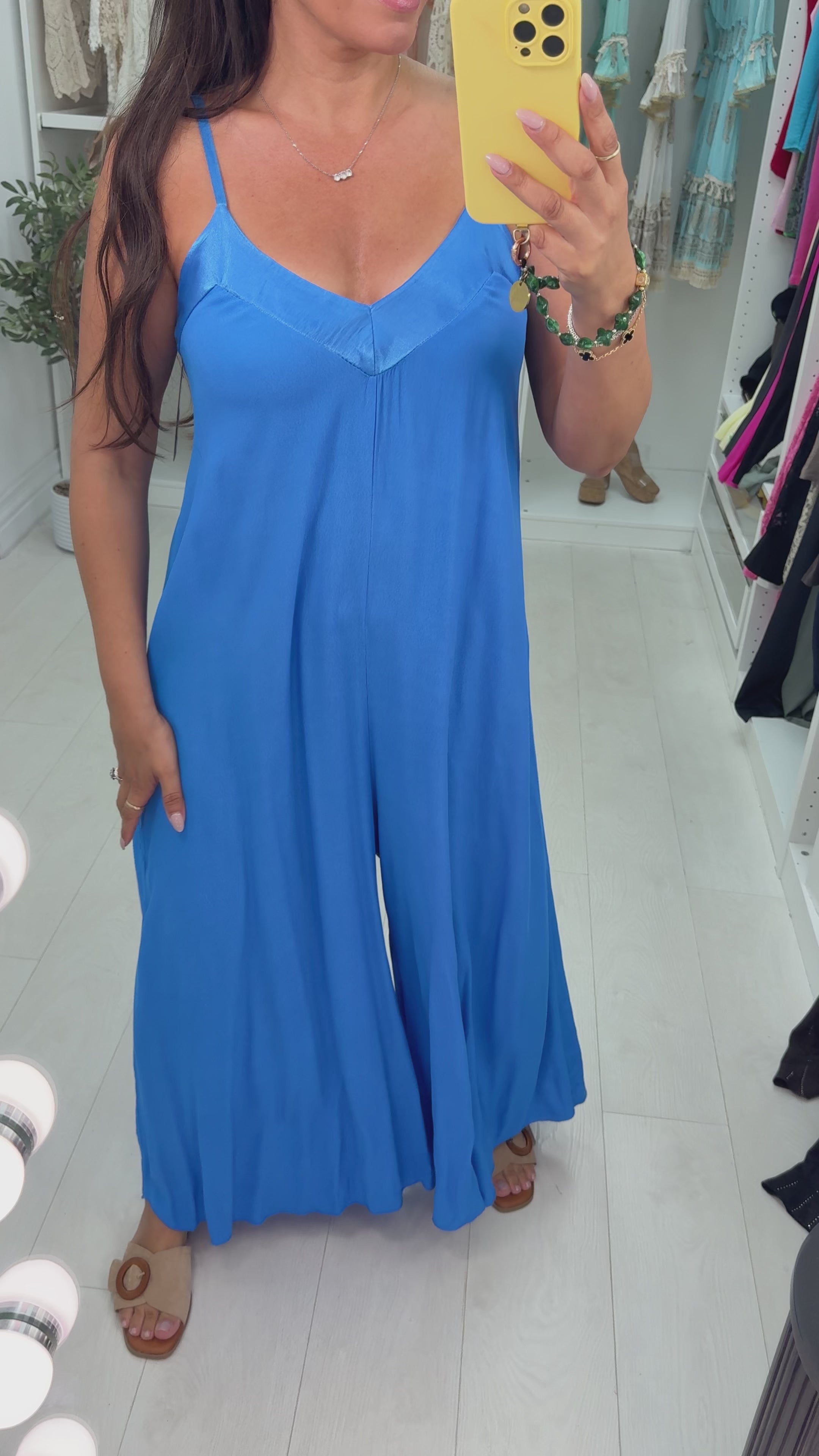 Load video: Melis Satin Edge Wide Leg Jumpsuit