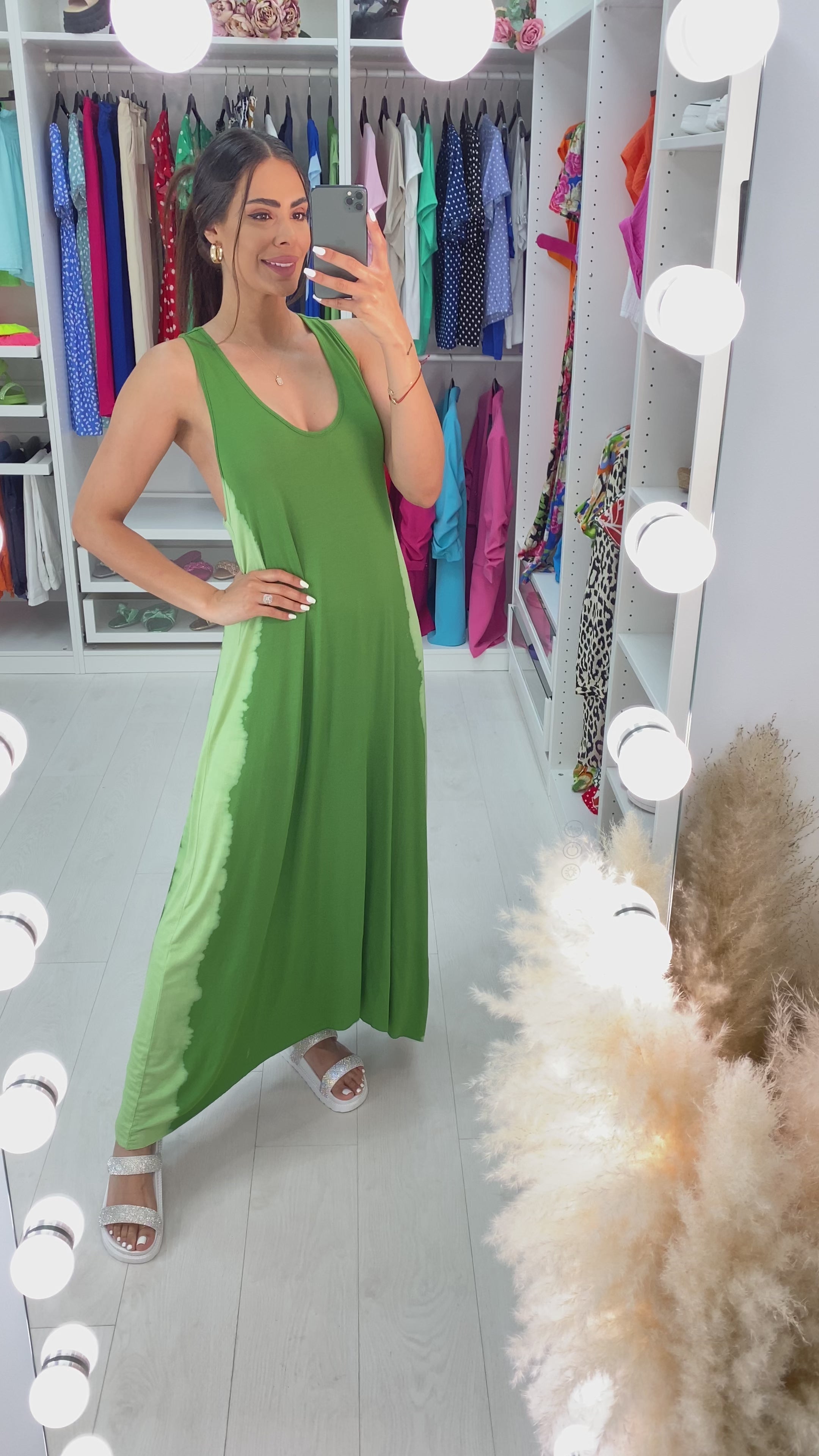 Load video: Irina Tie Dye Side Racer Back Jersey Dress