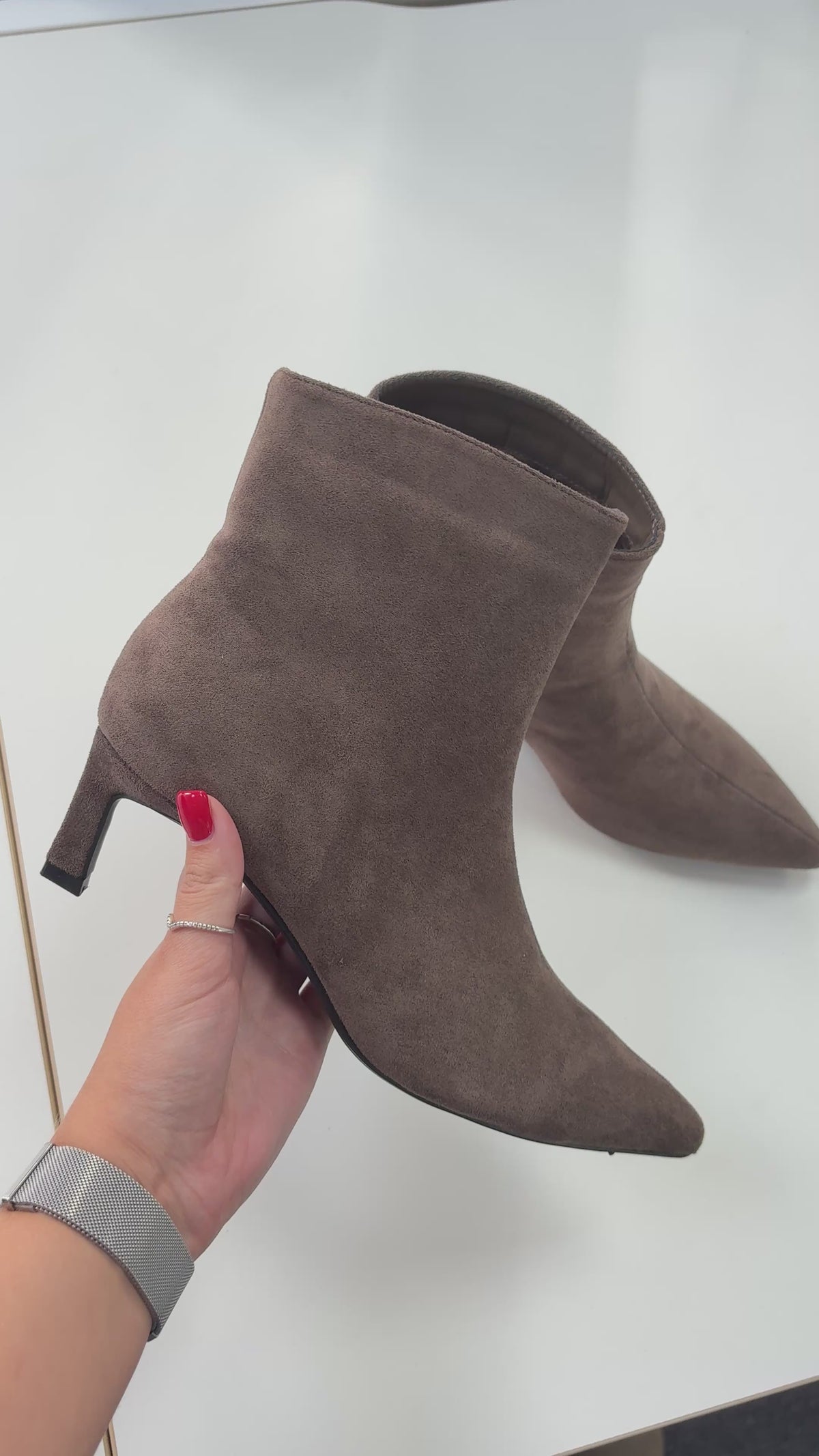 Load video: Tillie Faux Suede  Pointed Heeled Boots