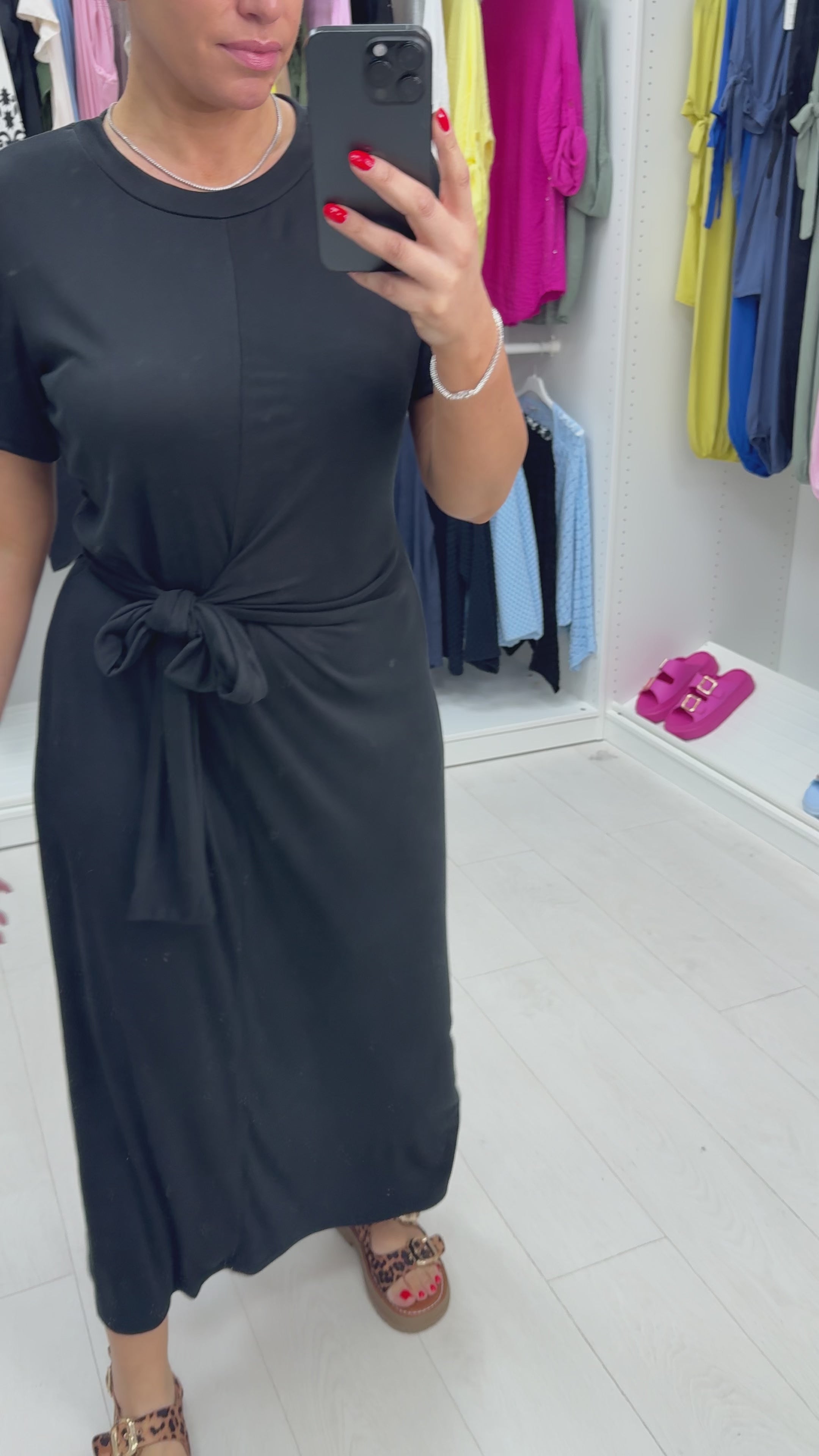 Pia Plain Tie Front Midi Dress