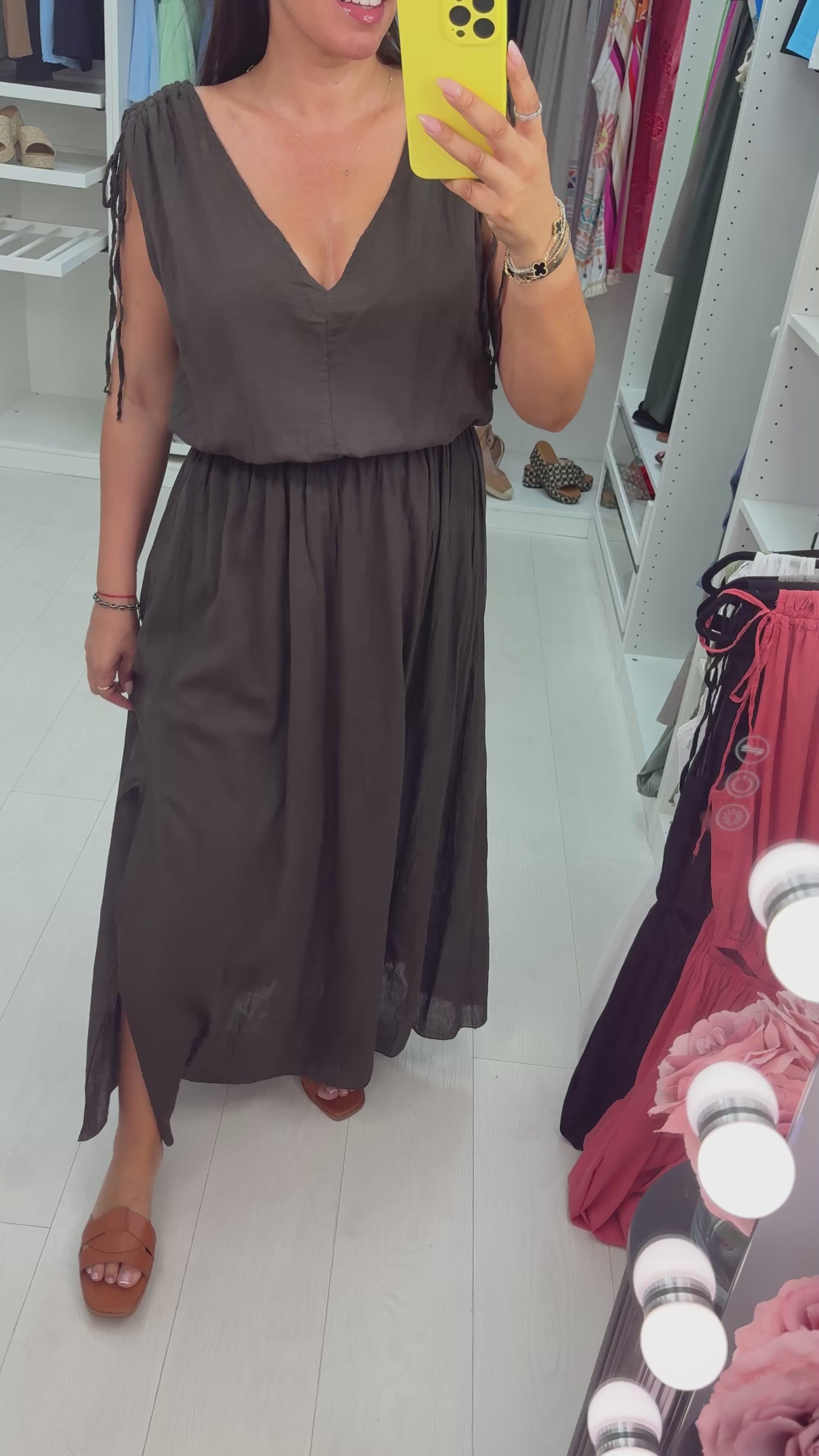 Load video: Floriane Plain Cut Out Detail Maxi Dress