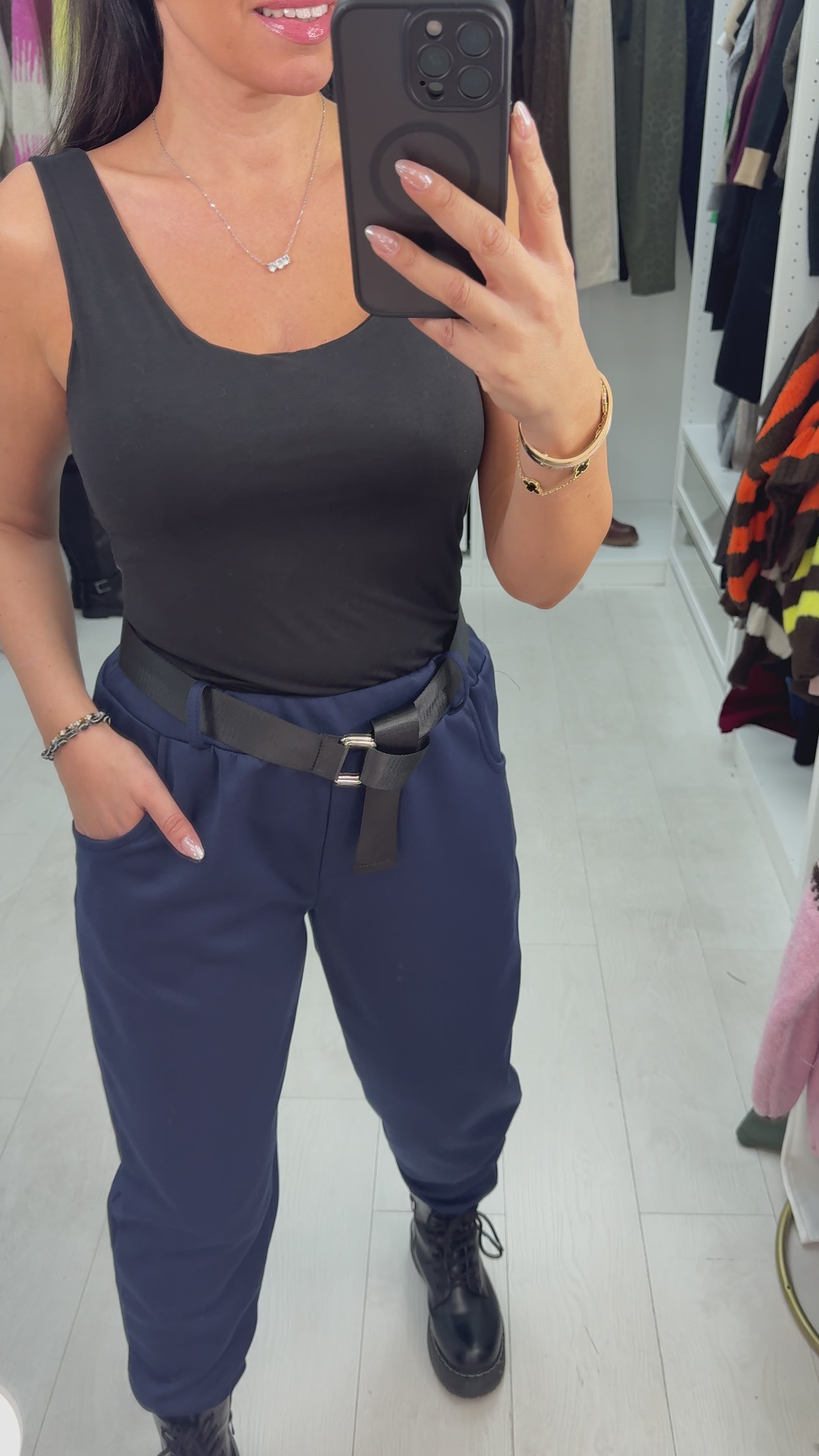 Load video: Tracy Elasticated Waist Belted Trousers