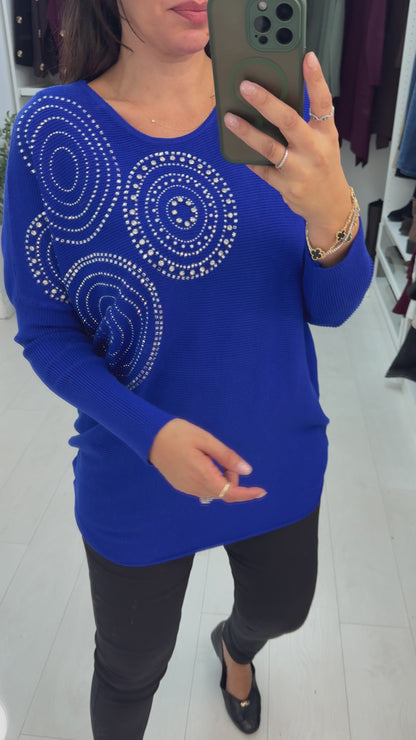 Hariette  Diamante Detail Longline Knit Jumper