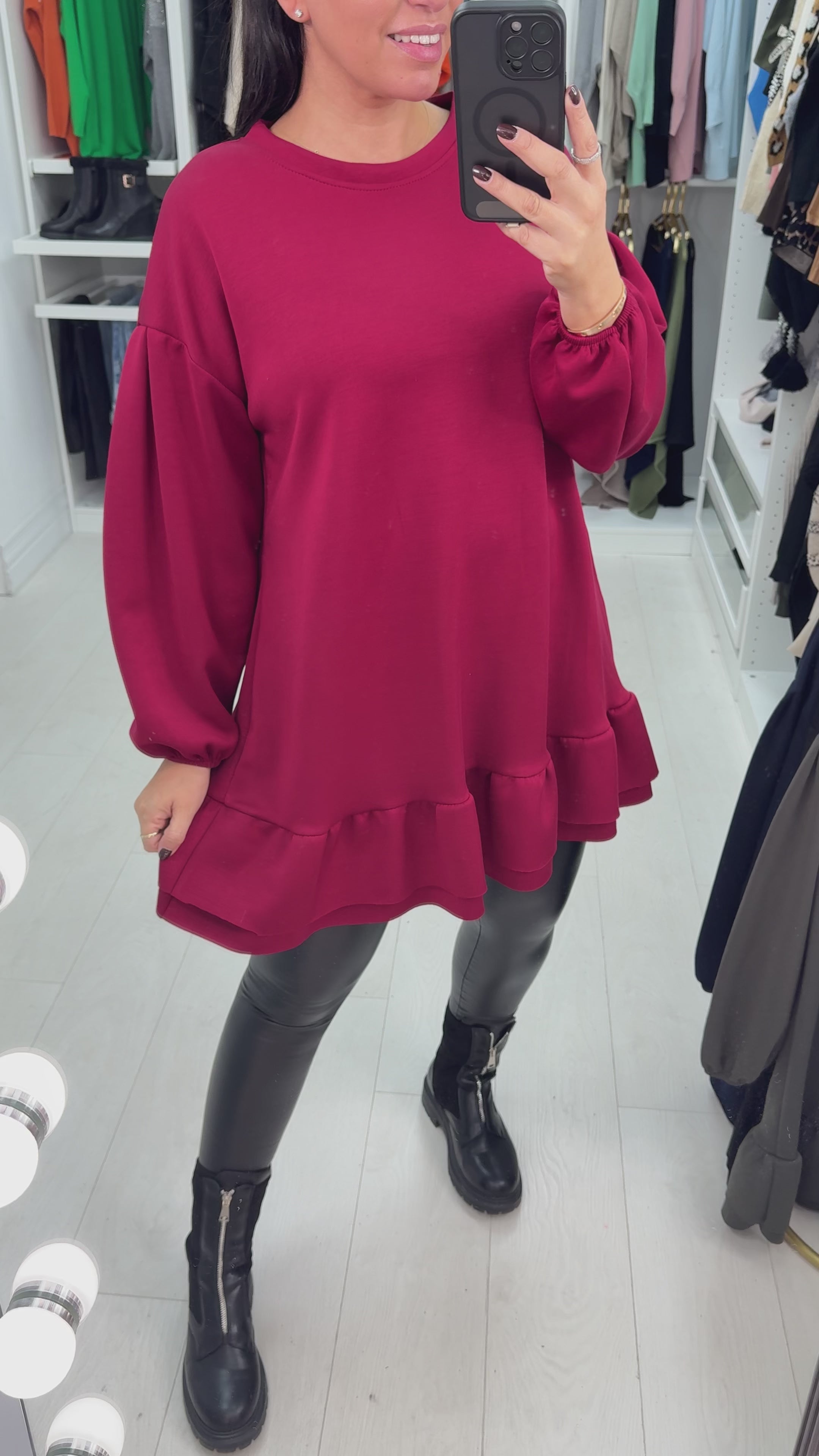 Load video: Maxina Plain Scuba Sweatshirt Dress