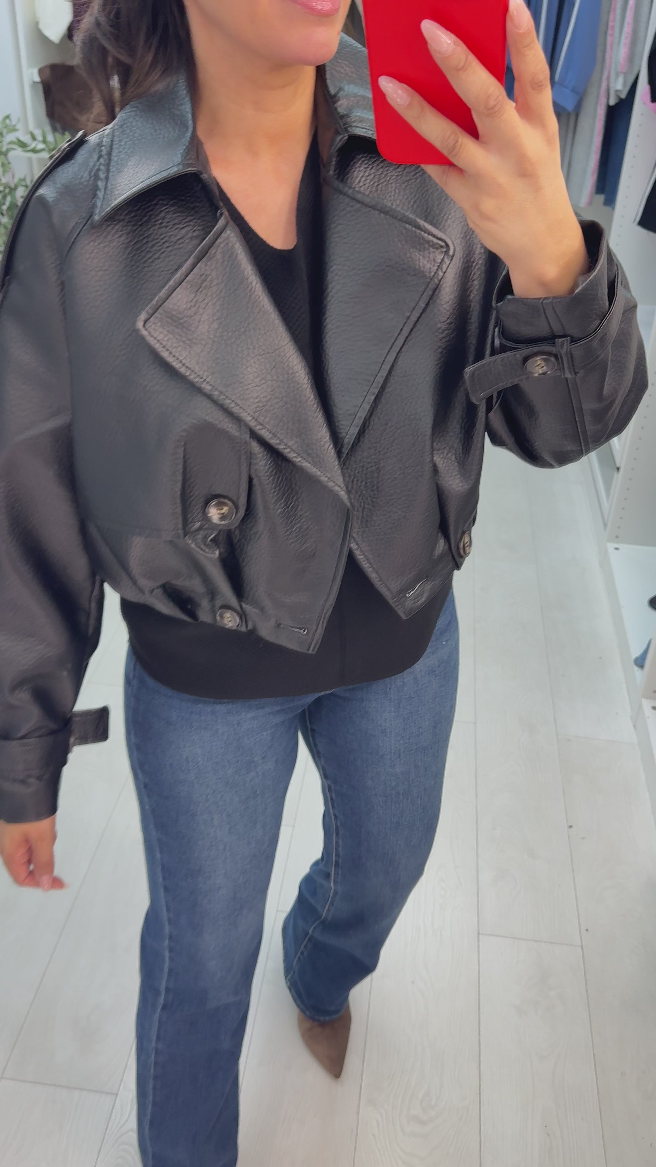 Yavanna Cropped Faux Leather Jacket