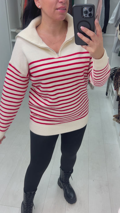 Elon Half Zip High Neck Knit Jumper