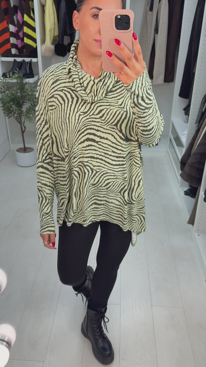 Alyson Zebra Print Oversized Top