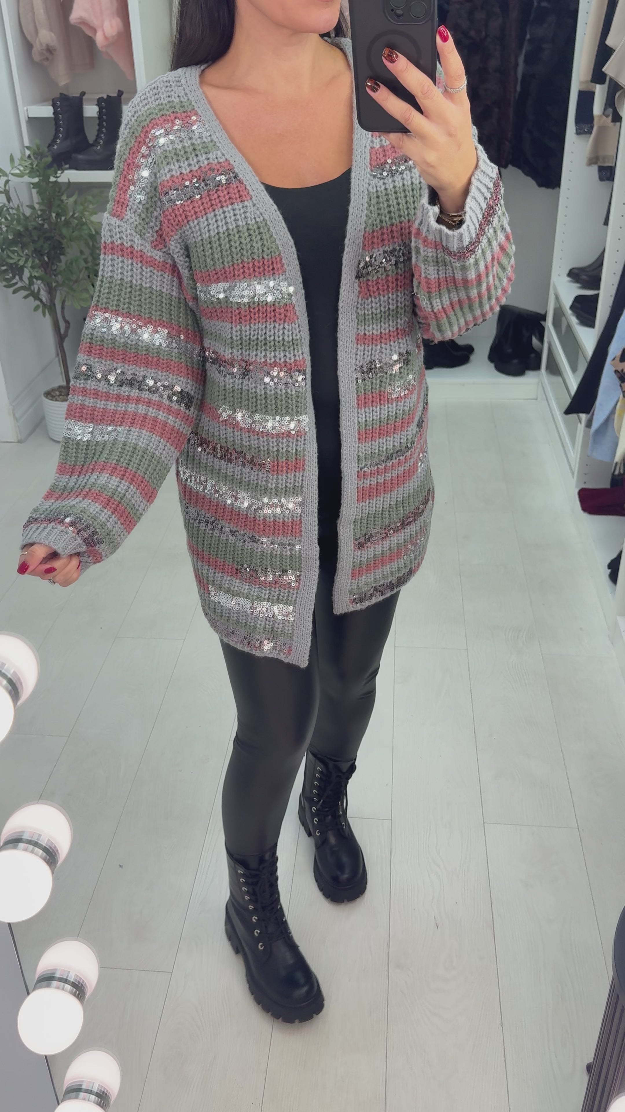 Sammi Sequin Detailed Chunky Knit Cardigan