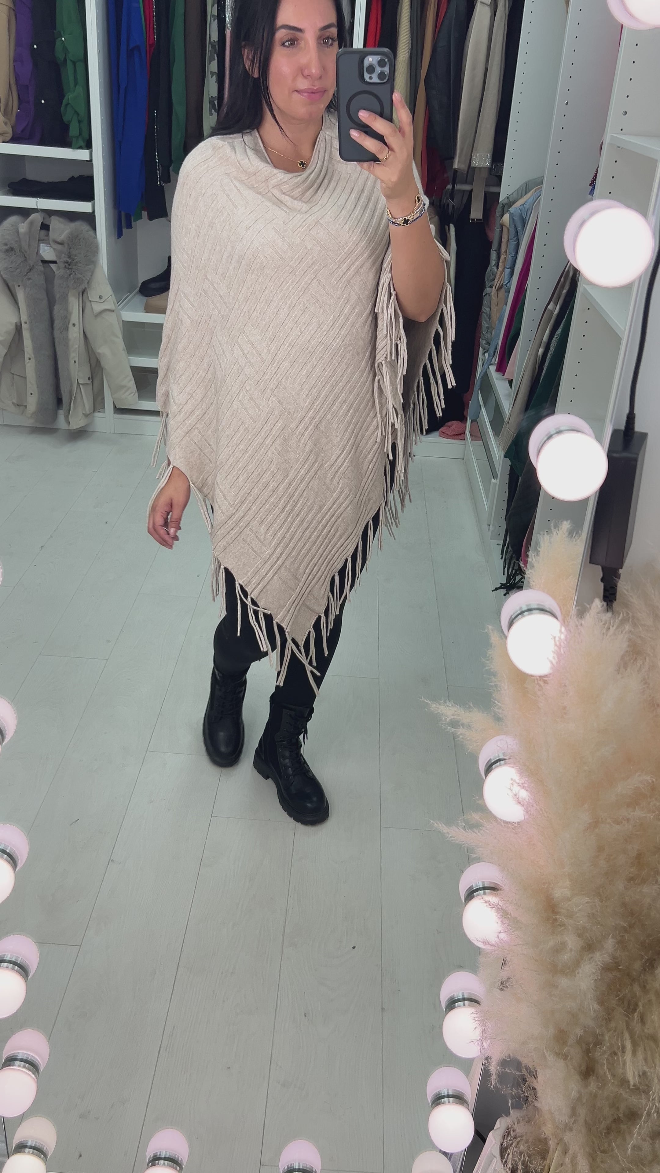 Load video: Colette Squared Tassel Poncho