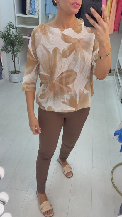 Liviana Abstract Print Batwing Top