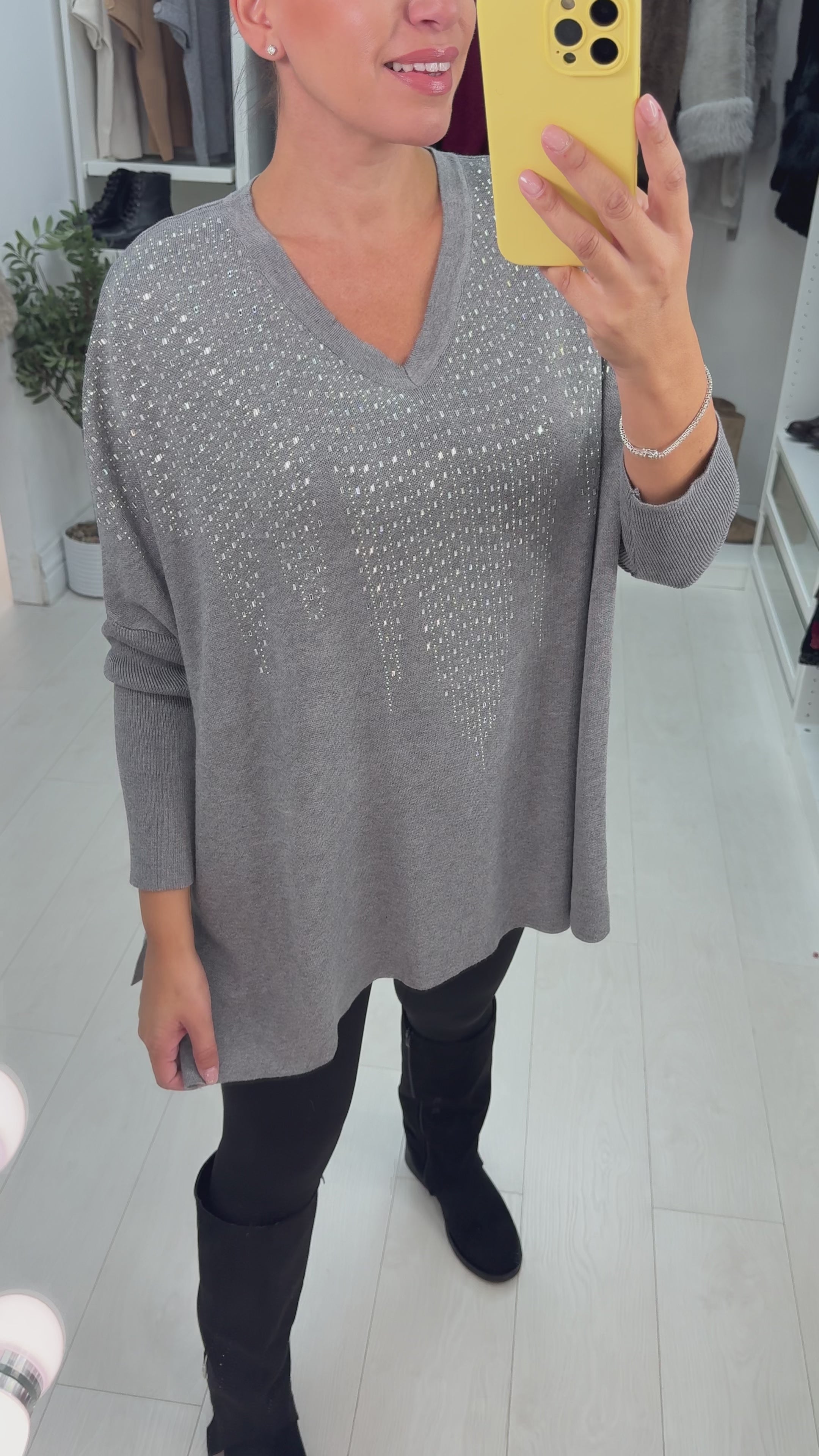 Berrie Diamante Detail Loose Fit Jumper