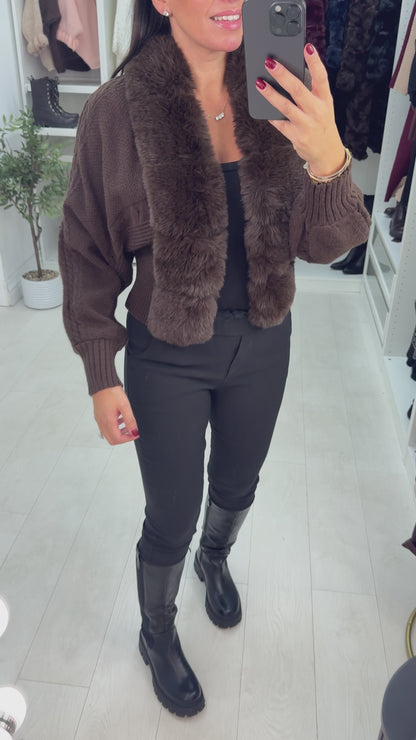 Elisa Faux Fur Open Front Cardigan