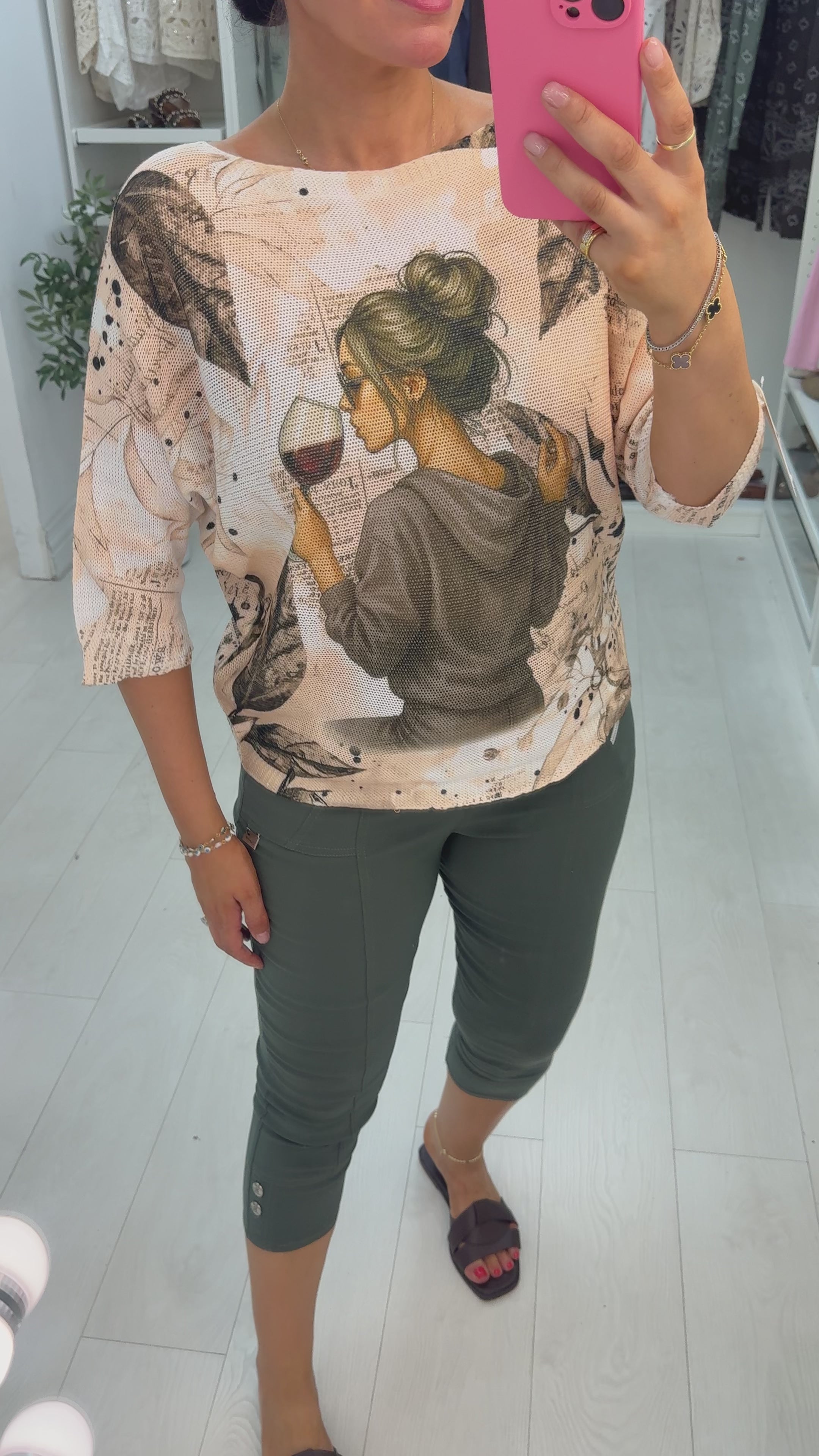 Hailey Wine Print Batwing Top