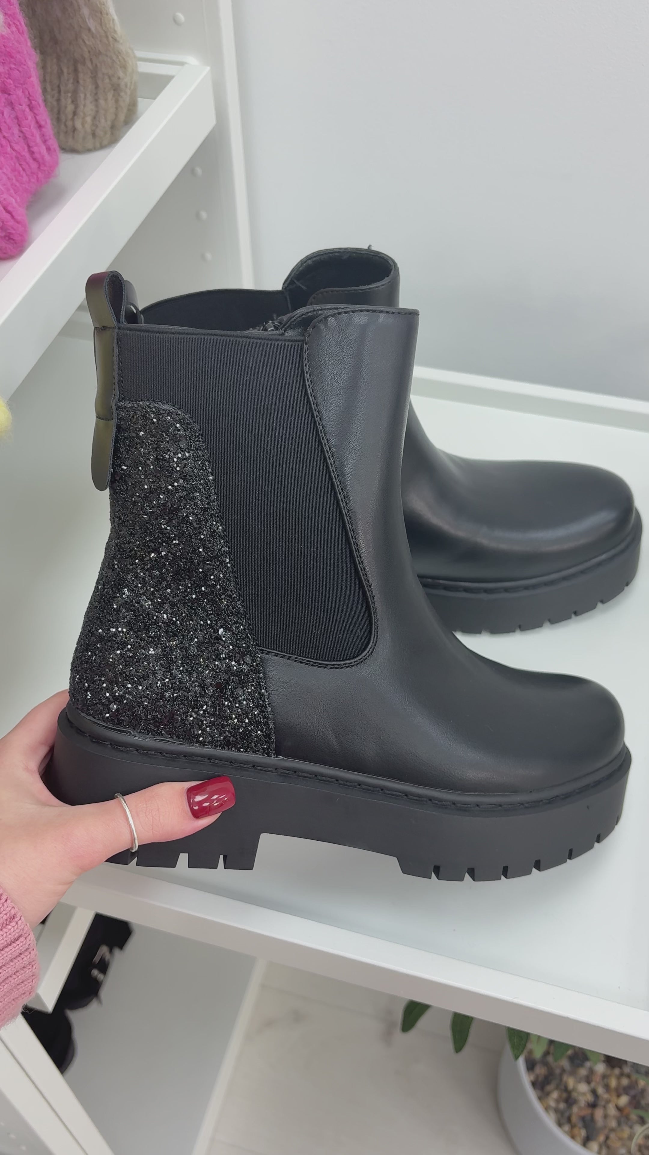 Load video: Danni Glitter Embellished Chelsea Boots