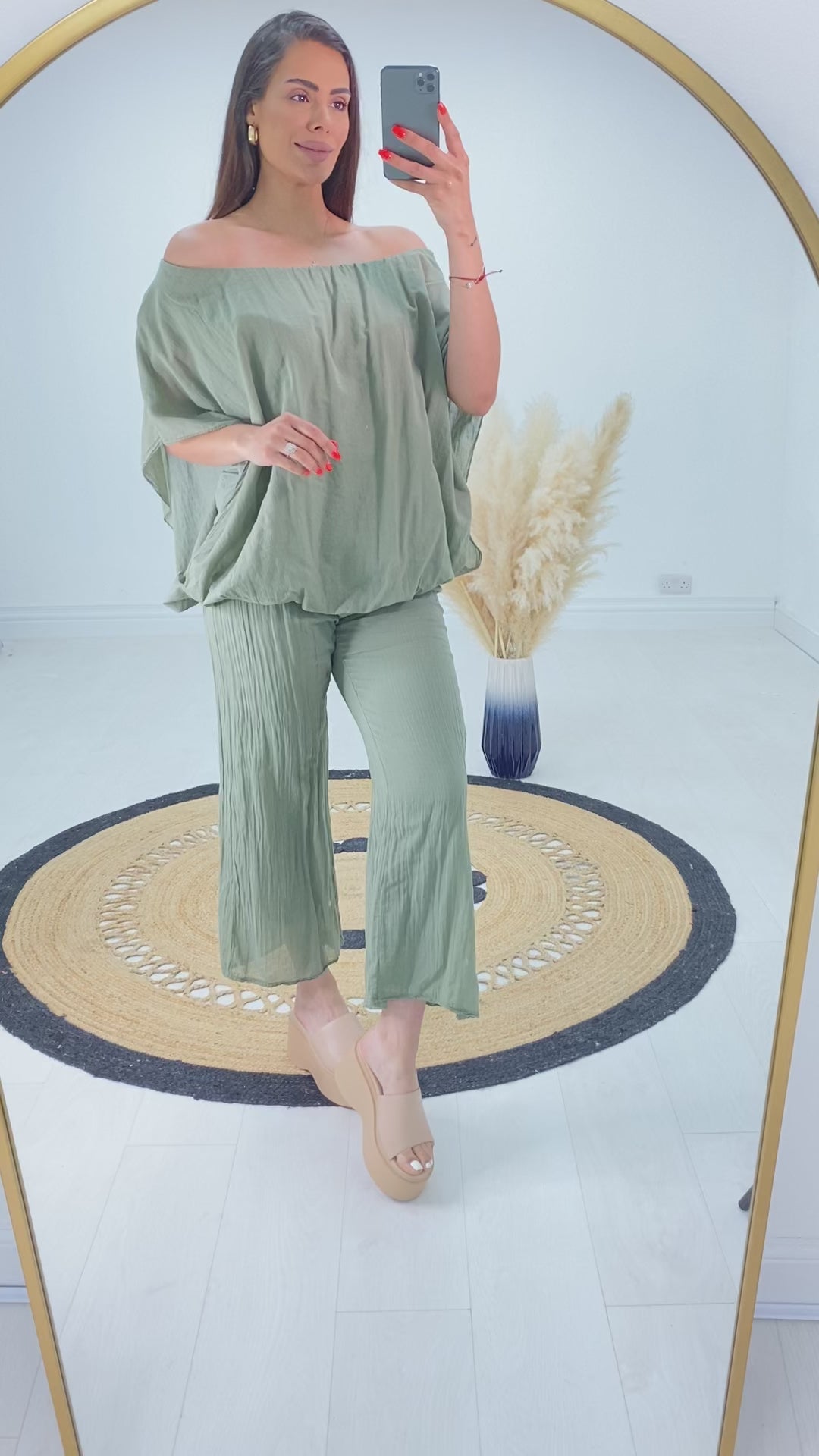 Fleur 2 Piece Ballon Hem Sheer Detail Trouser Set