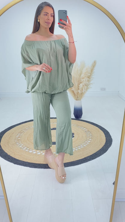 Fleur 2 Piece Ballon Hem Sheer Detail Trouser Set