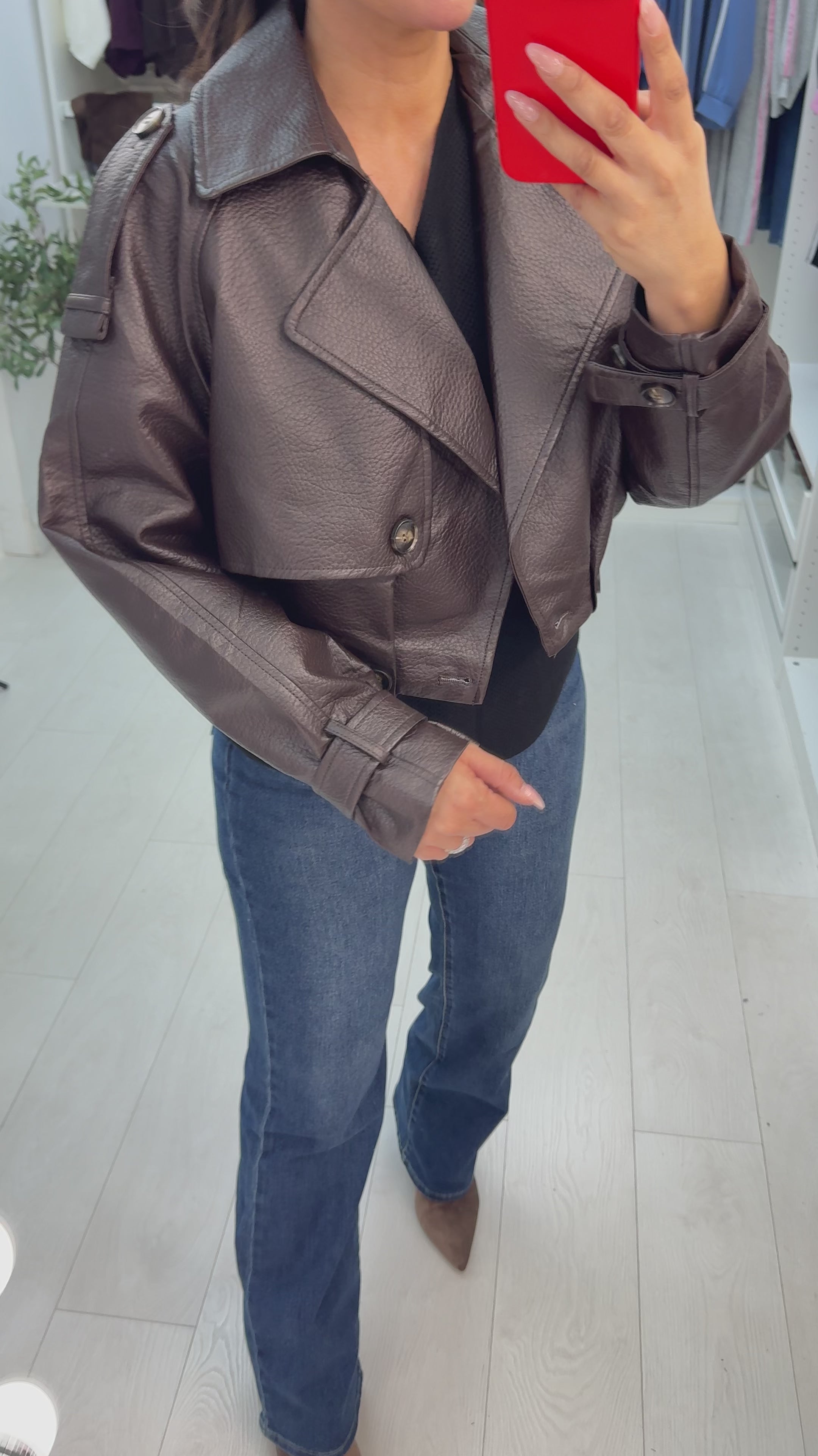 Yavanna Cropped Faux Leather Jacket