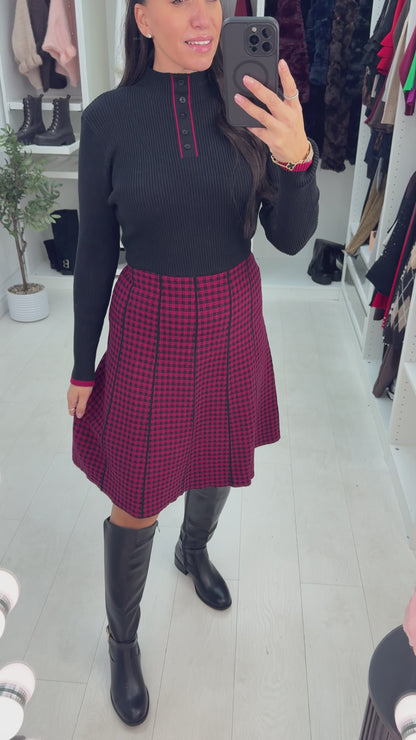 Isana Button Detailed Belted Midi Skater Dress