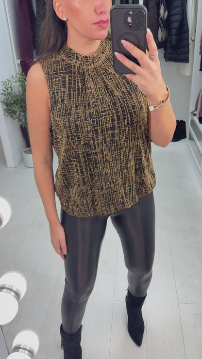 Addie Metallic High Night Bubble Hem Top