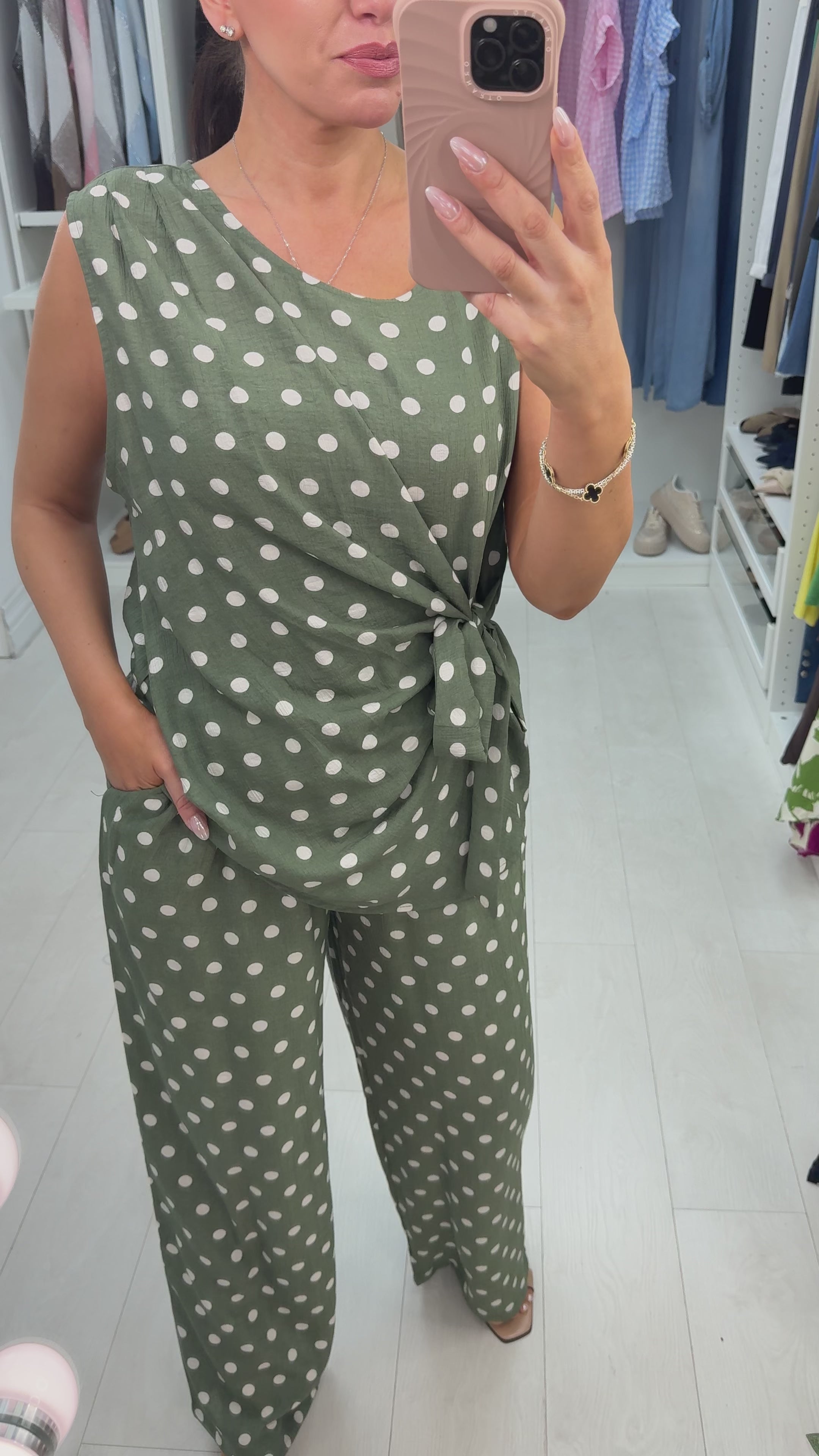 Load video: Larissa Polka Dot Tie Side Co-Ord Set