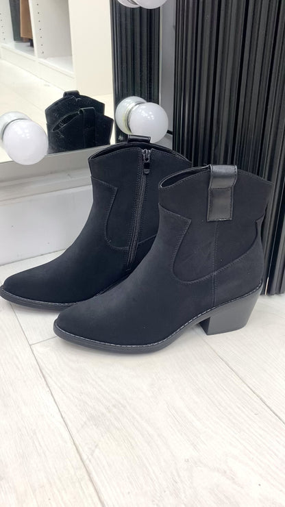 Charlena Faux Suede Western Ankle Boot