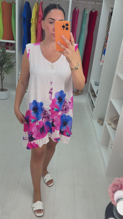 Nerys Watercolour Flower Print Loose Fit Dress