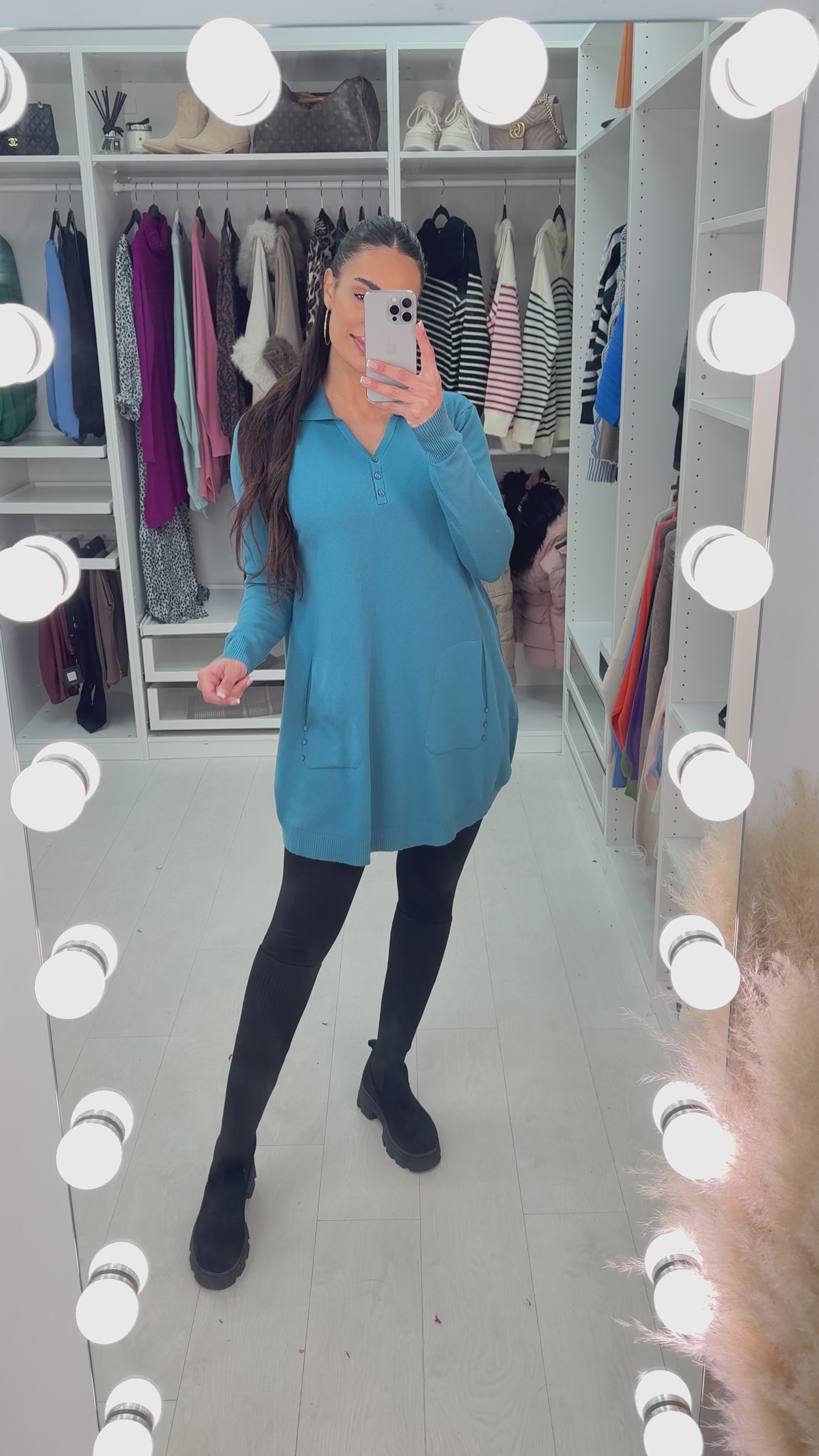 Mira Glitter Button Tunic Jumper